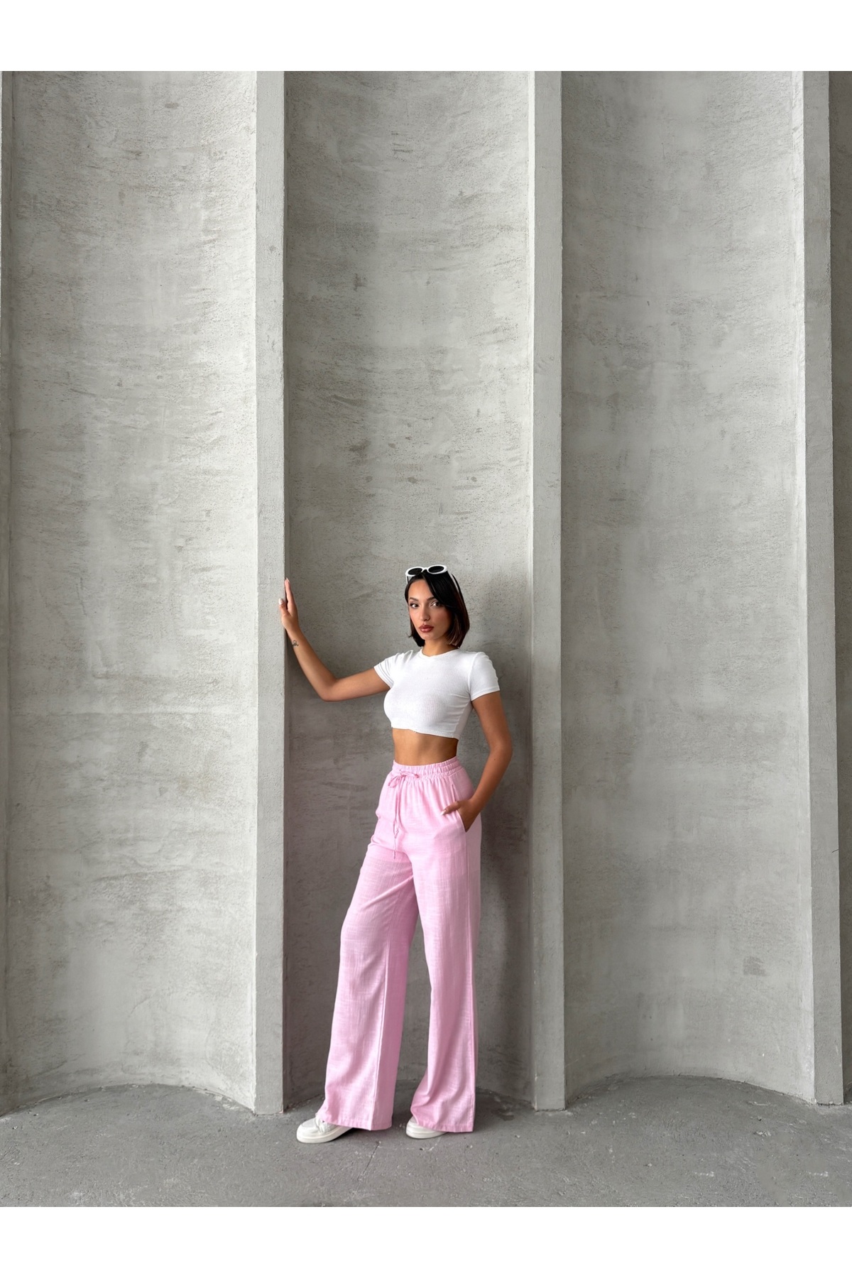 Miss Prova  Bel Bağlama Detaylı Keten Pantolon MISSPNT2669 - Görsel 8