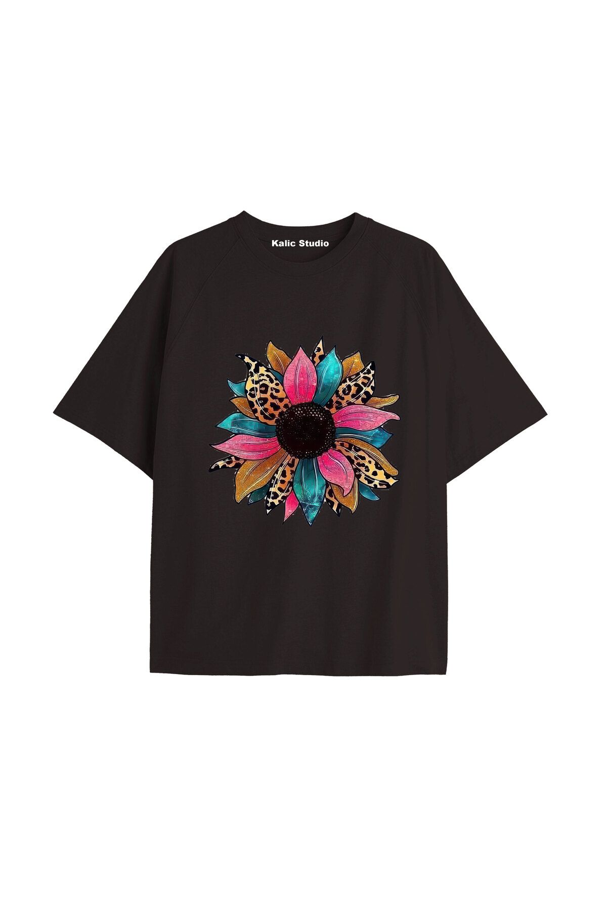 Kalic Studio Y2k vintage Leopar Baskılı Sİyah T-shirt KOD 163