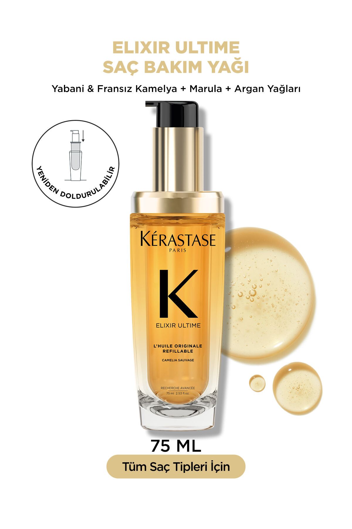 Kerastase Elixir Ultime Orginal (YENİ) Mat Saçlar İçin Parlaklaştırıcı Saç Bakım Yağı75ml