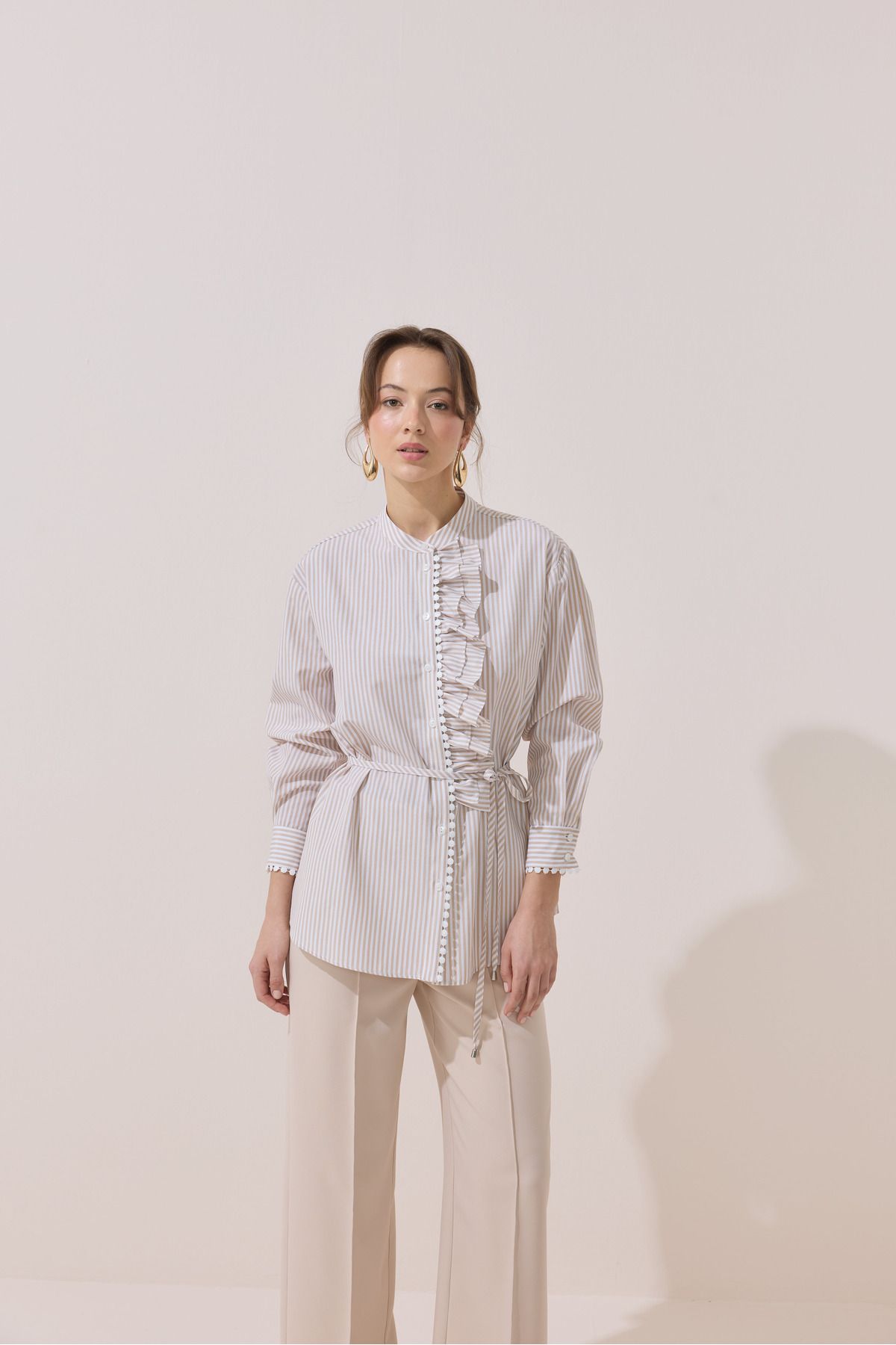 NUR KALAY COLLECTION FİSTOLU ÇİZGİLİ TUNİK