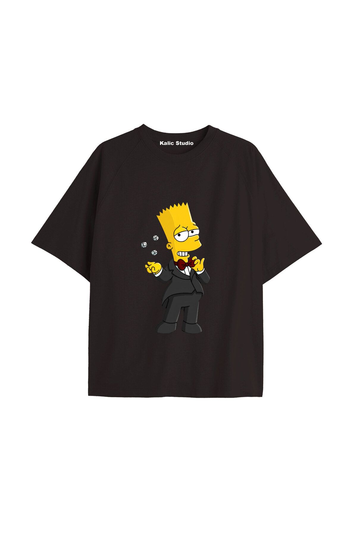 Kalic Studio Y2k vintage Simpson Baskılı Sİyah T-shirt KOD 293