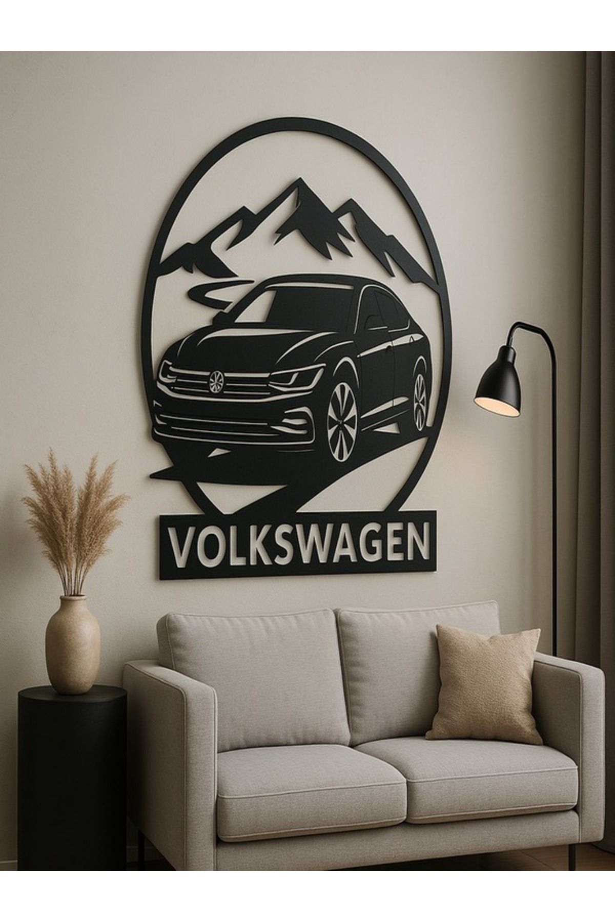 TechnoLoby Volkswagen Arteon Dekoratif Siyah Metal Duvar Tablosu (1,5 mm kalınlık & 75 cm X 75 cm)