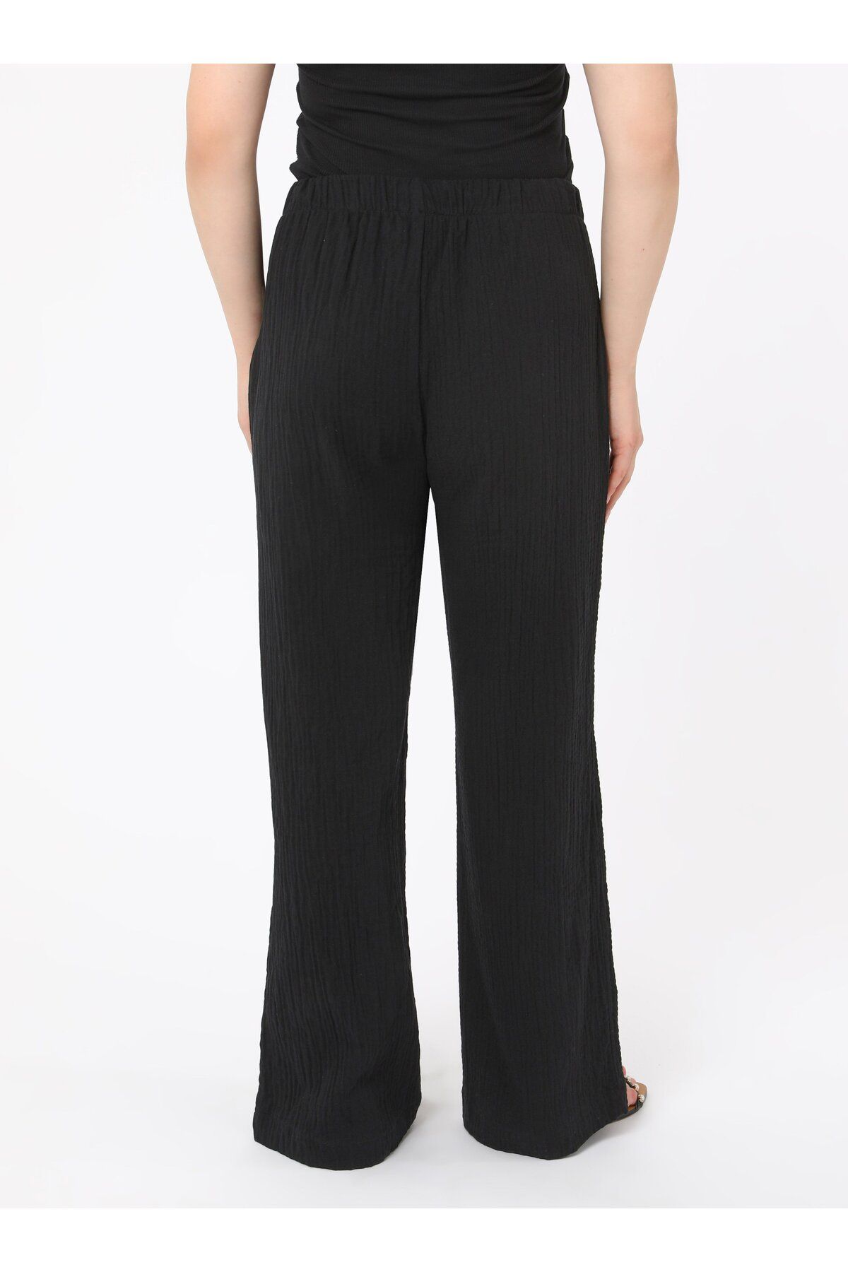 ALİA-Pantaloni de mărime mare din țesătură de muselină - Negri - Alia 5
