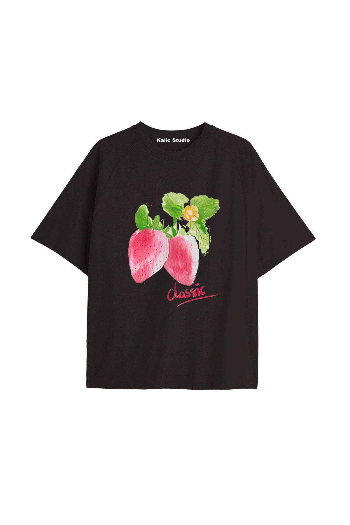 Kalic Studio Y2k vintage Cherry Baskılı Sİyah T-shirt KOD 104