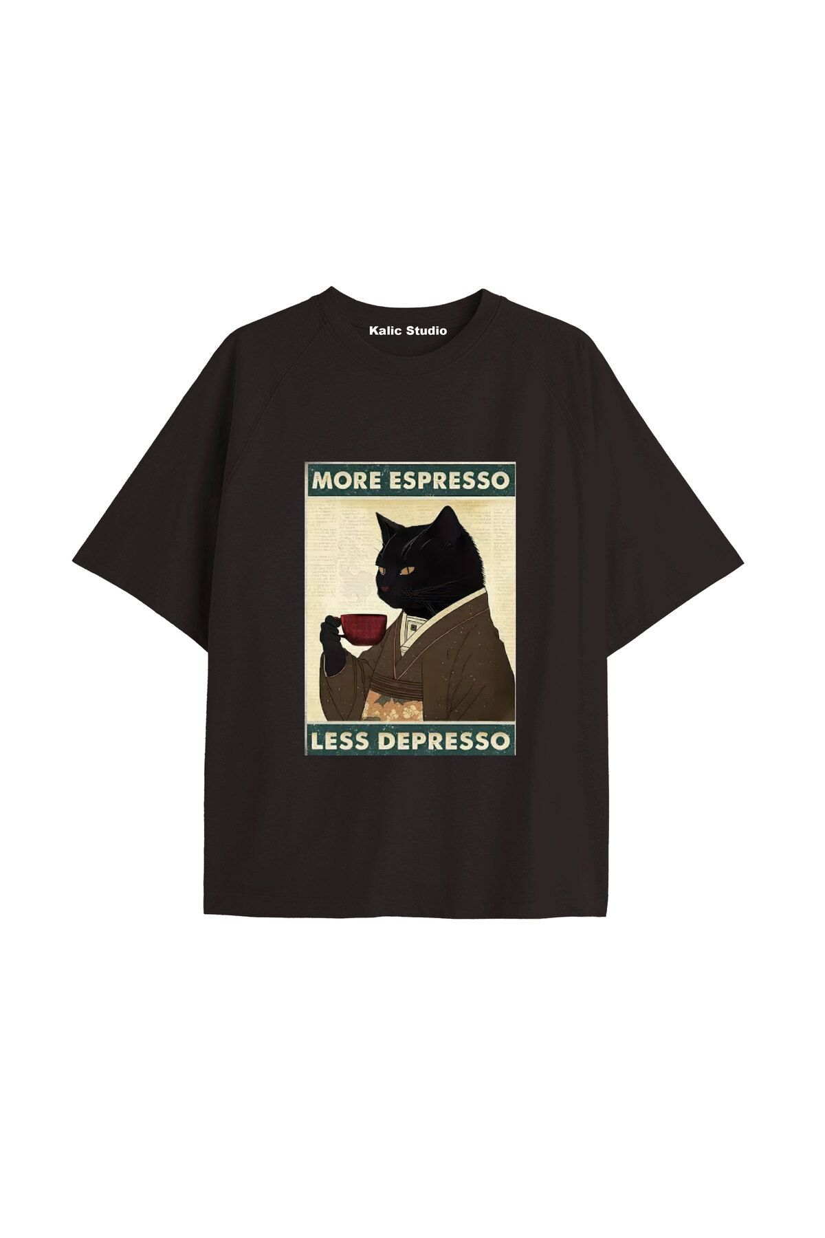 Kalic Studio Y2k vintage Cats Baskılı Sİyah T-shirt KOD 21