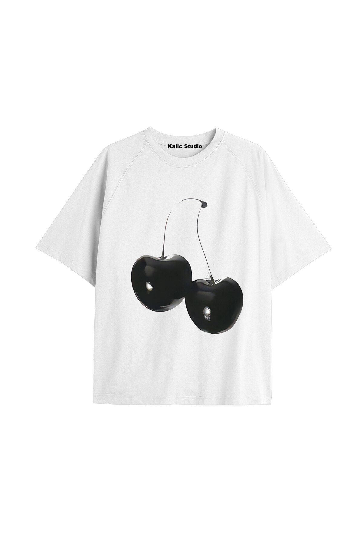 Kalic Studio Y2k vintage Cherry Baskılı Sİyah T-shirt KOD 43