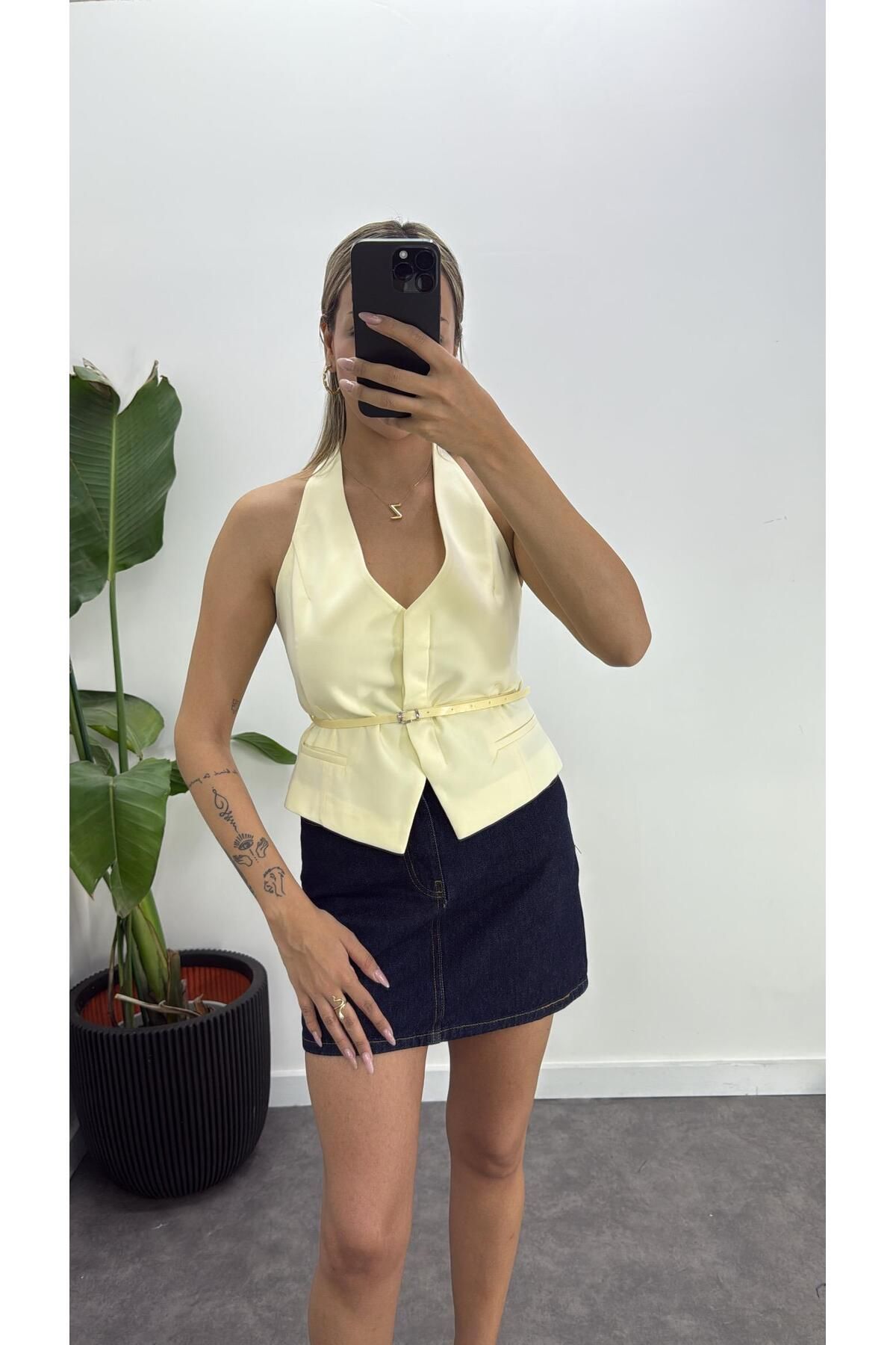 Acar Boutique Belden Kemerli Yelek