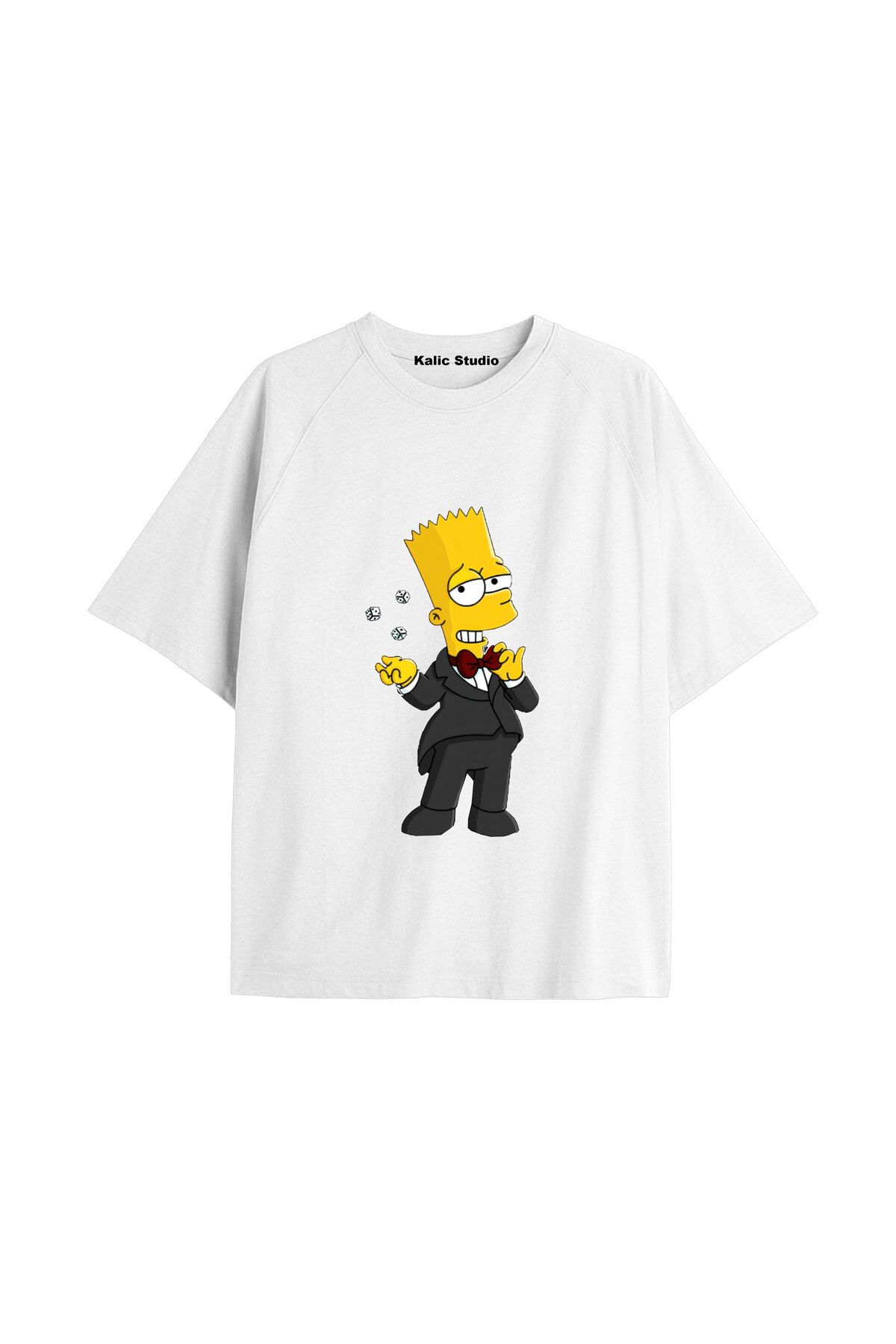 Kalic Studio Y2k vintage Simpson Baskılı Beyaz T-shirt KOD 270