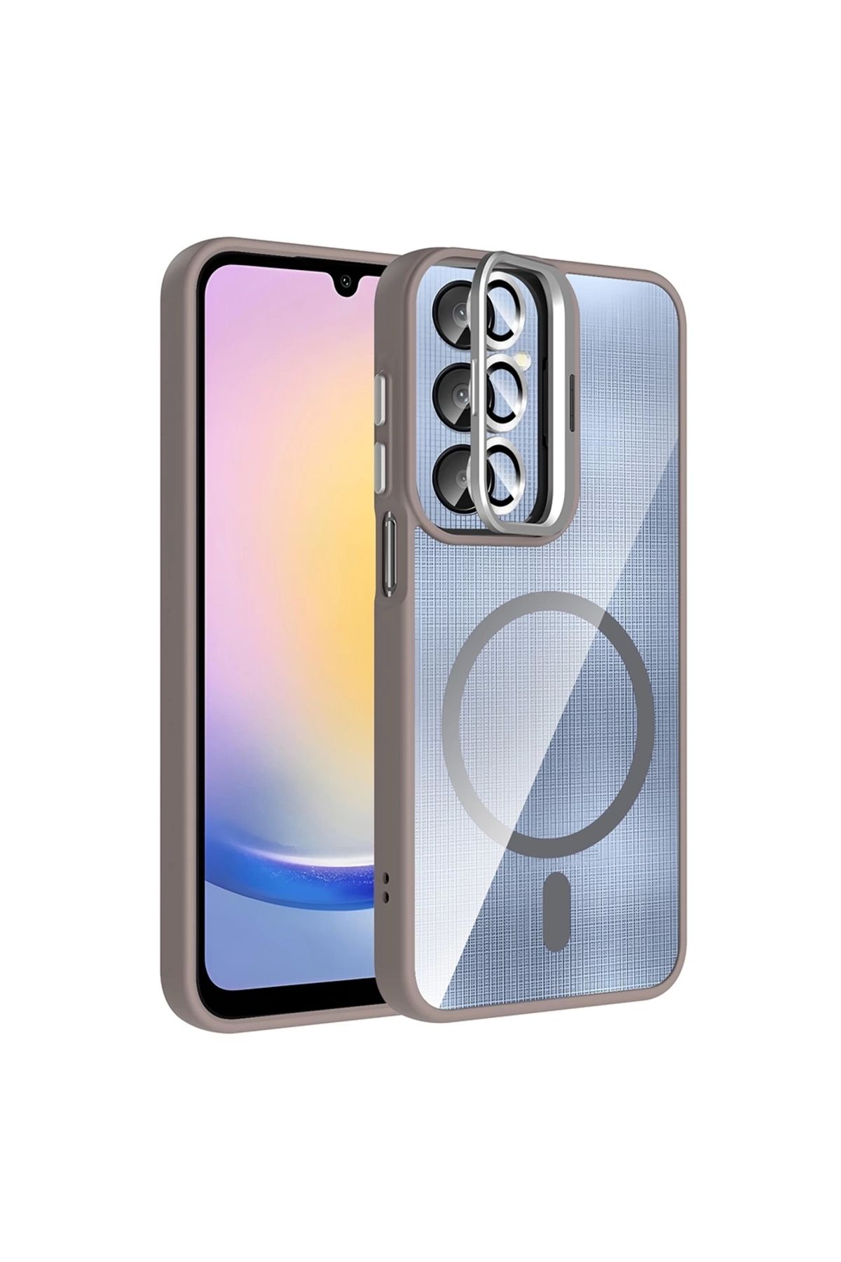 SBY TEKNOLOJİ Samsung Galaxy A56 Uyumlu Kılıf Standlı ve Kamera Lens Hediyeli MagSafe Şarj Özellikli Etro Kapak