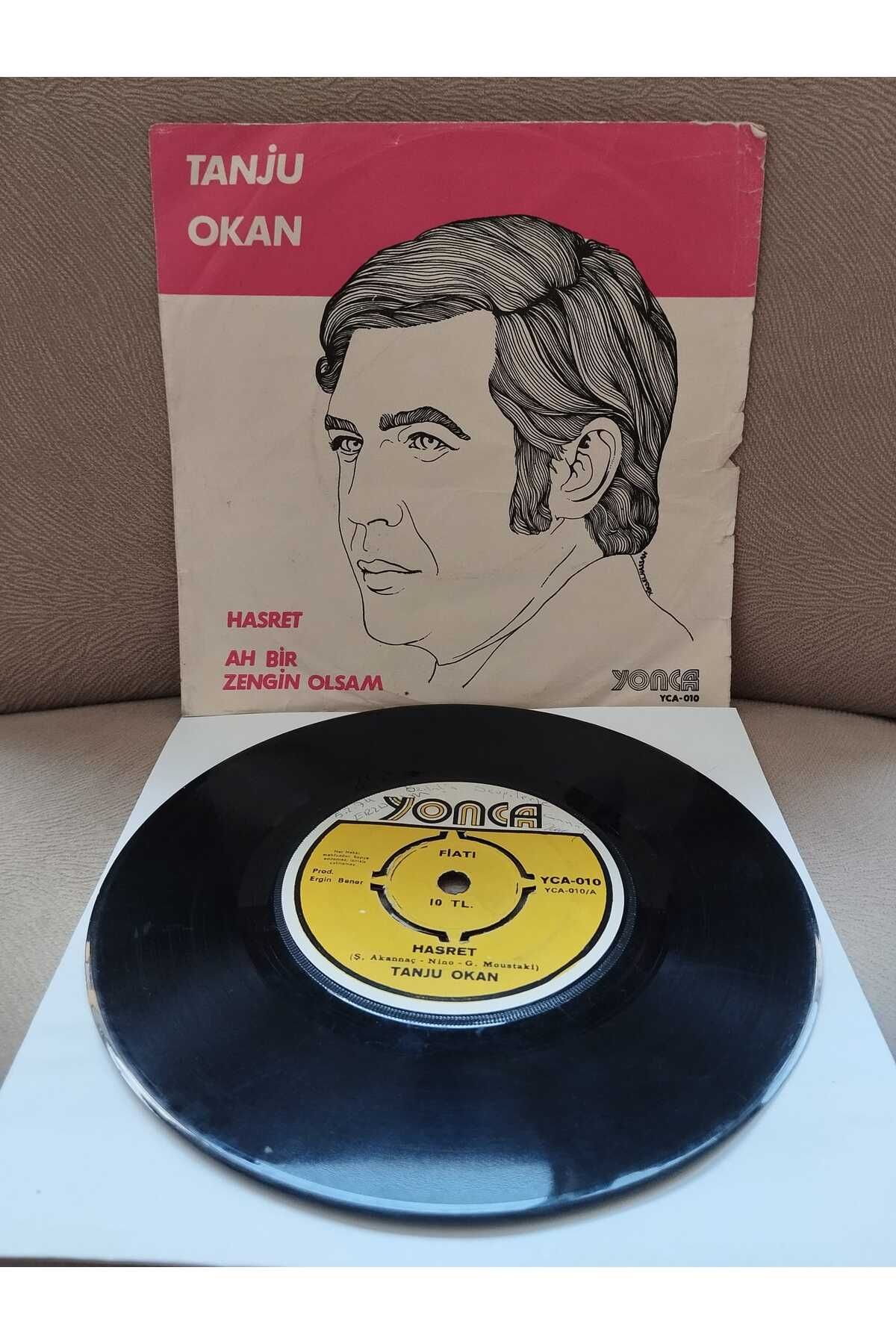 Plakperest Tanju Okan ‎– Hasret / Ah Bir Zengin Olsam - 1970 Türkiye Basım 45lik Plak-2.el