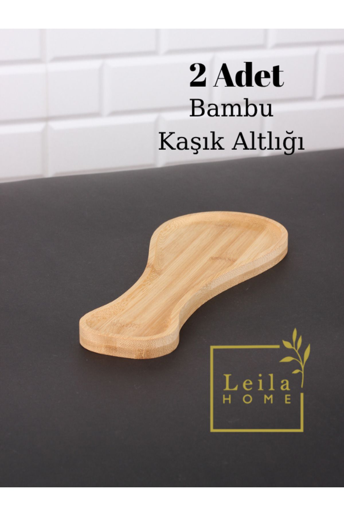 Leila 2'li Bambu Tezgah Üstü Kirli Kaşıklık, Kaşık-Kepçe Altlığı
