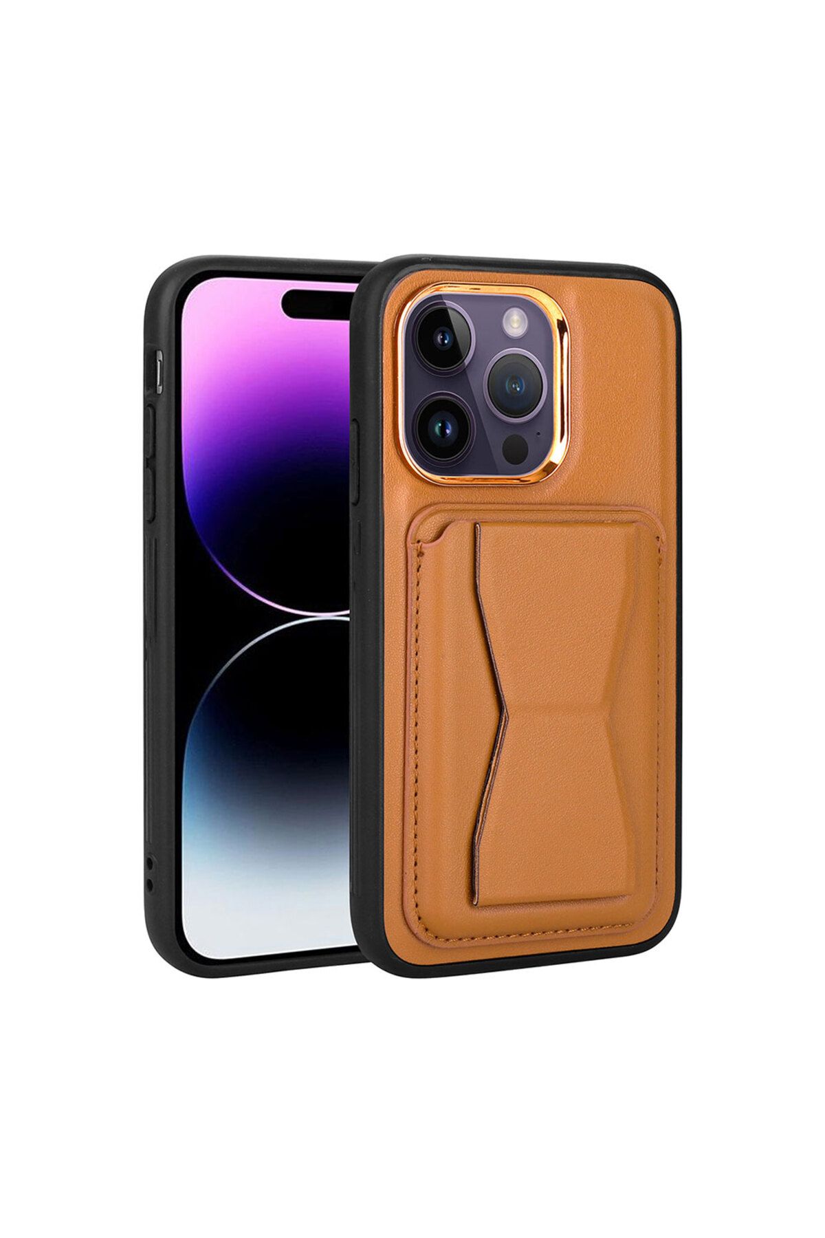 halkhouse İphone 14 Pro Max Kılıf Kartlıklı Standlı Pu Deri Yüksek Koruma Şık Lüks Memo Kapak