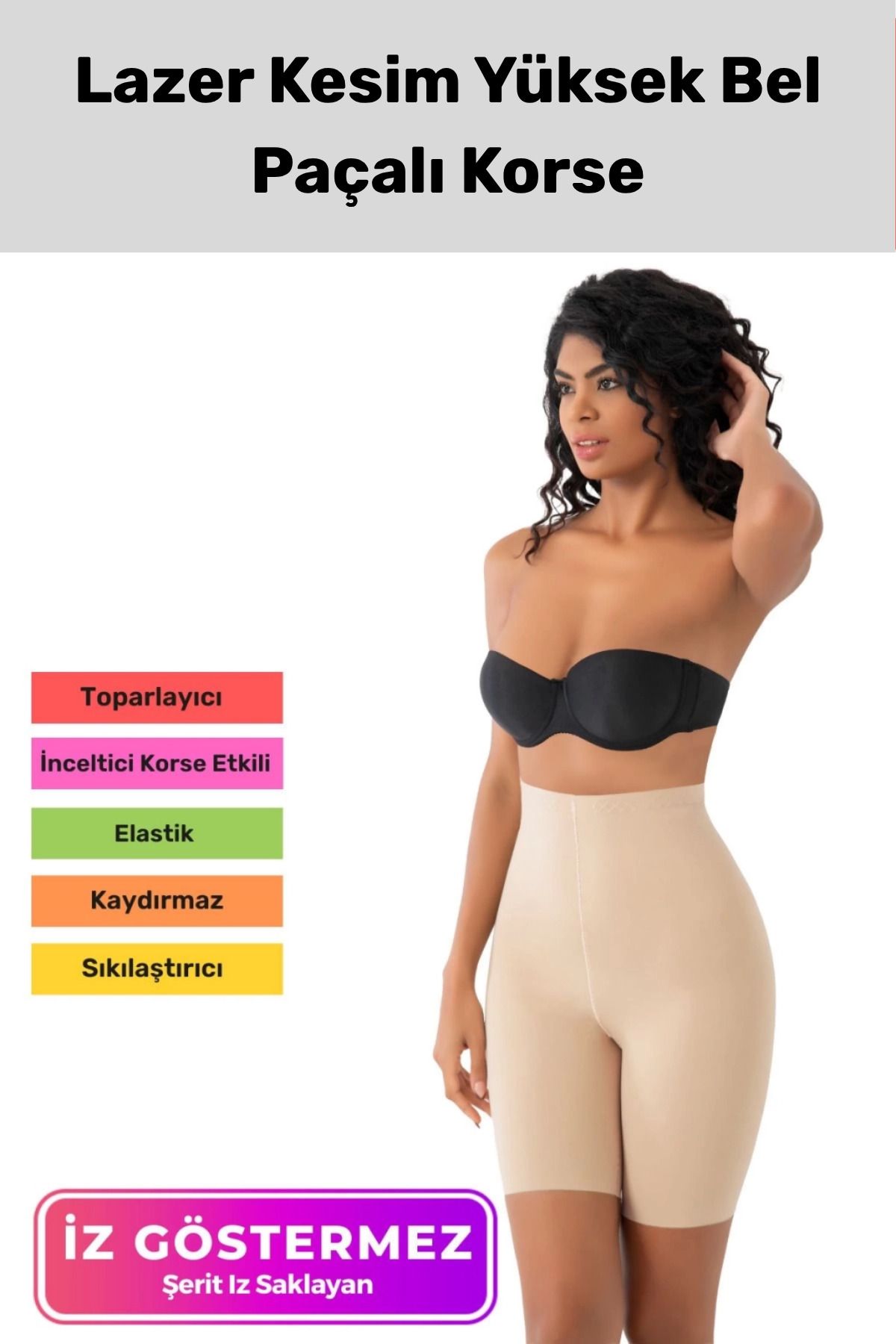 PeraNova Premium İz Göstermeyen Kaymaz Sıkılaştırıcı Toparlayıcı Kadın Lazer Kesim Yüksek Bel Paçalı Korse
