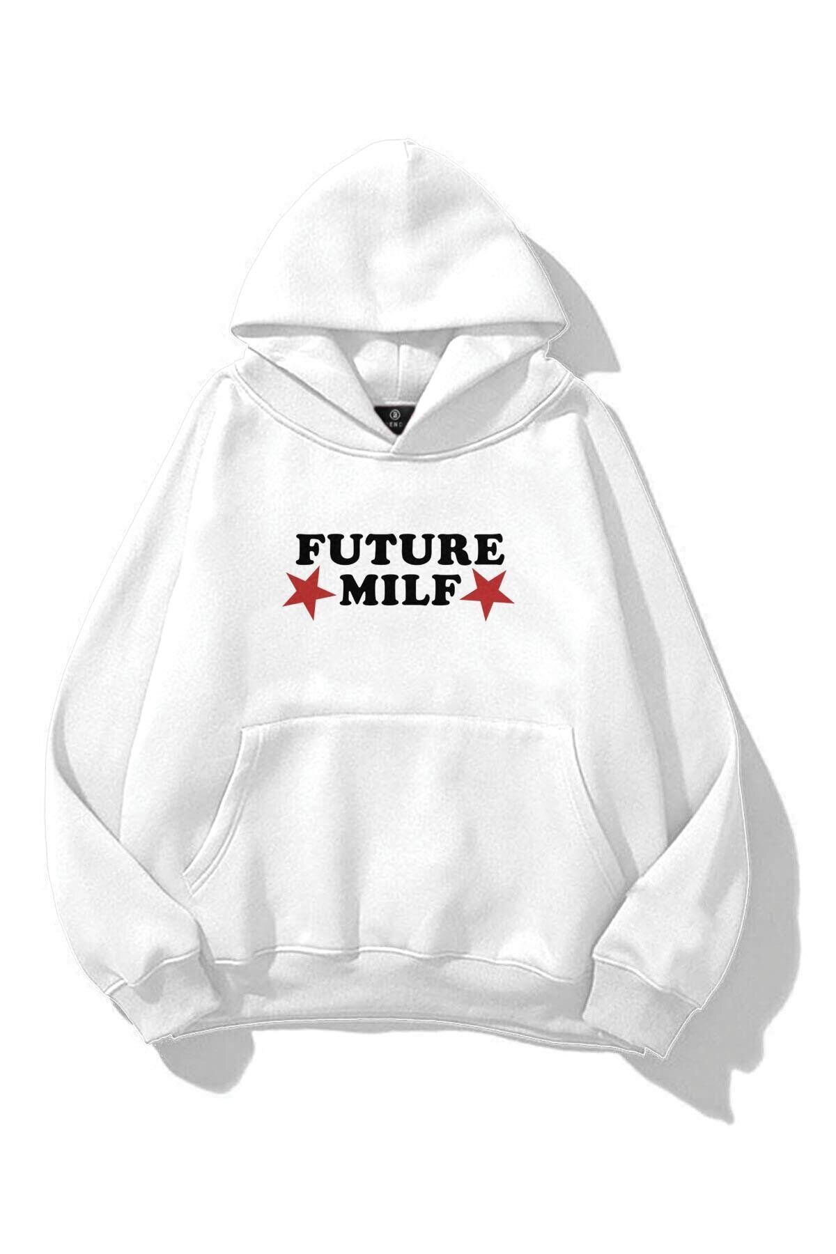 Boi Unisex Future Milf Sweatshirt Beyaz