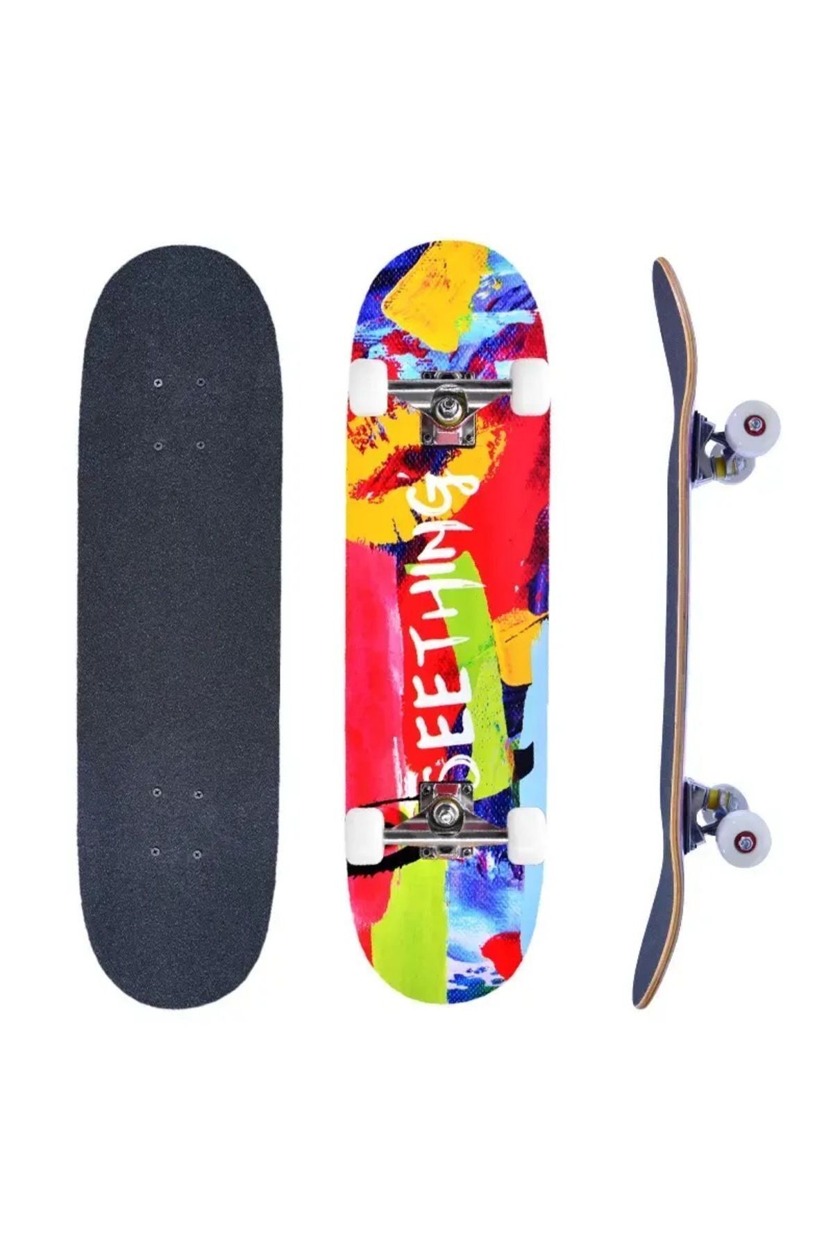 SerenityHaven SF-SC04 Street Style Desenli Kaykay STD KIRMIZI-YEŞİL