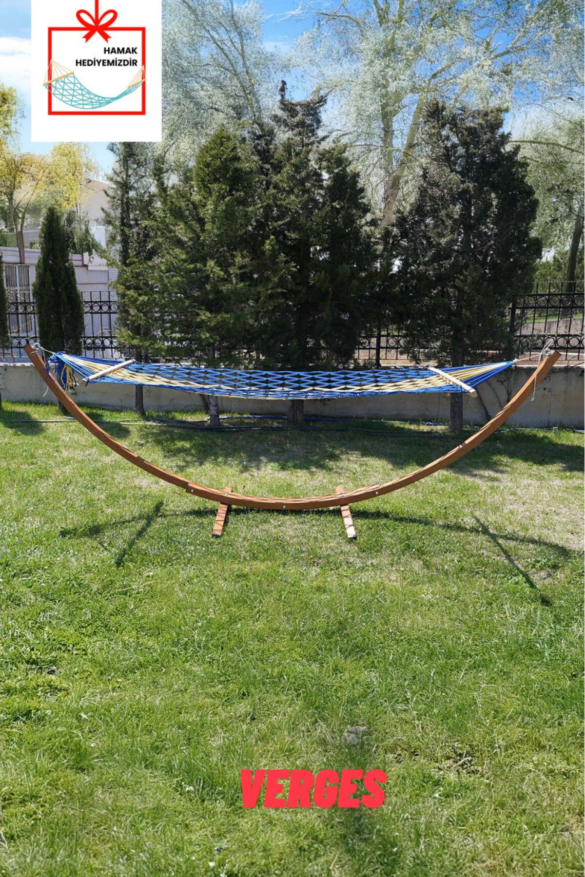 VERGES Ev ve Bahçe Tipi Salıncak Statik Ahşap Boyalı Metal Gondol Hamak 320 cm