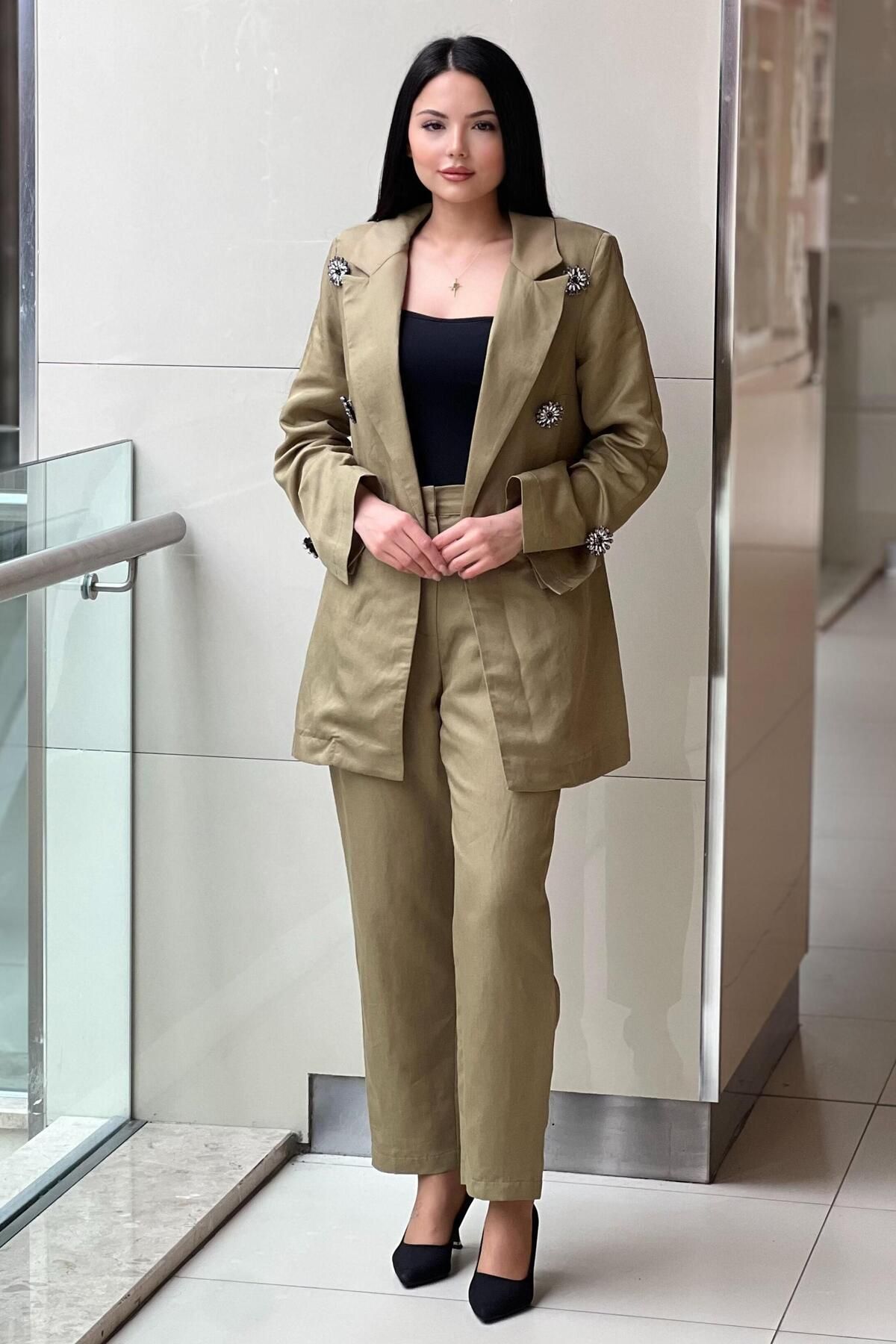 Missemramiss Linen Keten Ceket Pantolon Takım