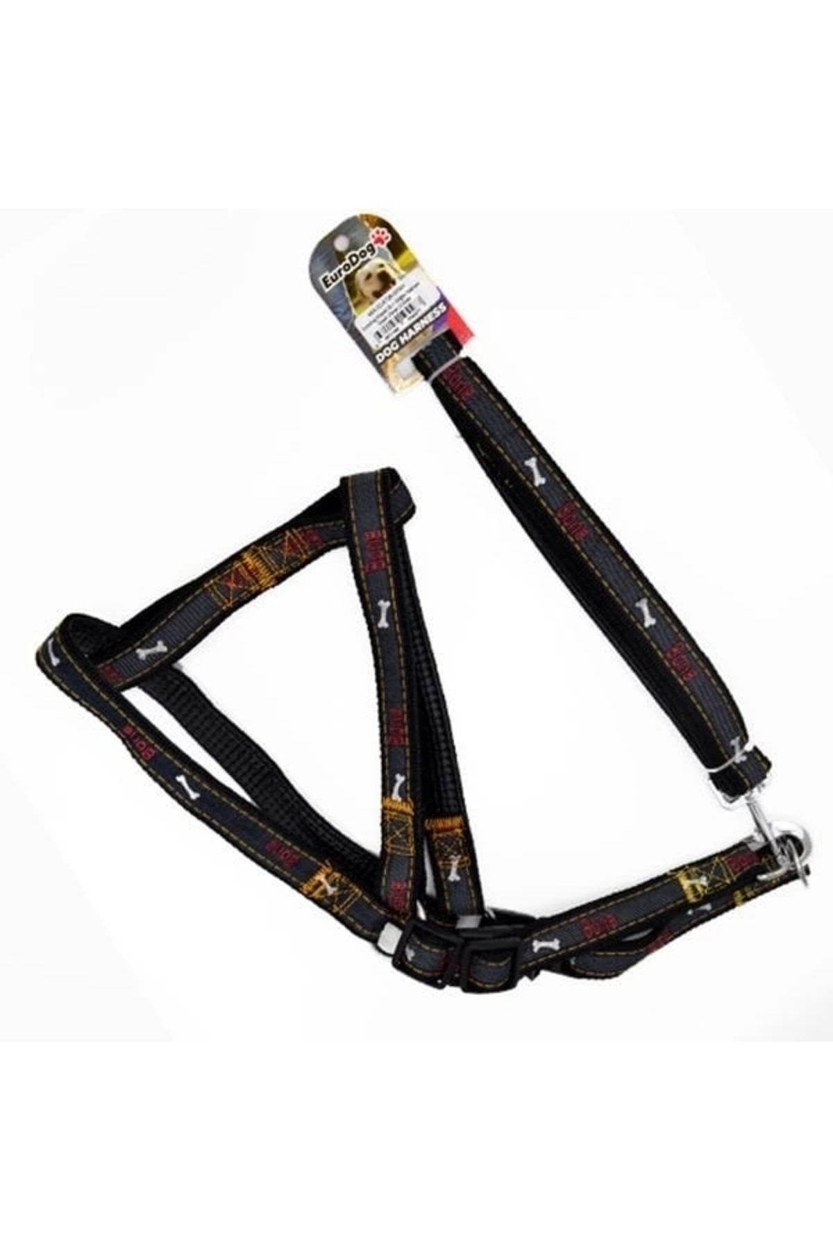 ShopNova Euro Dog Köpek Uzatma Tasması ve Göğüs Tasması Takımı Siyah 25 Mm 120 Cm