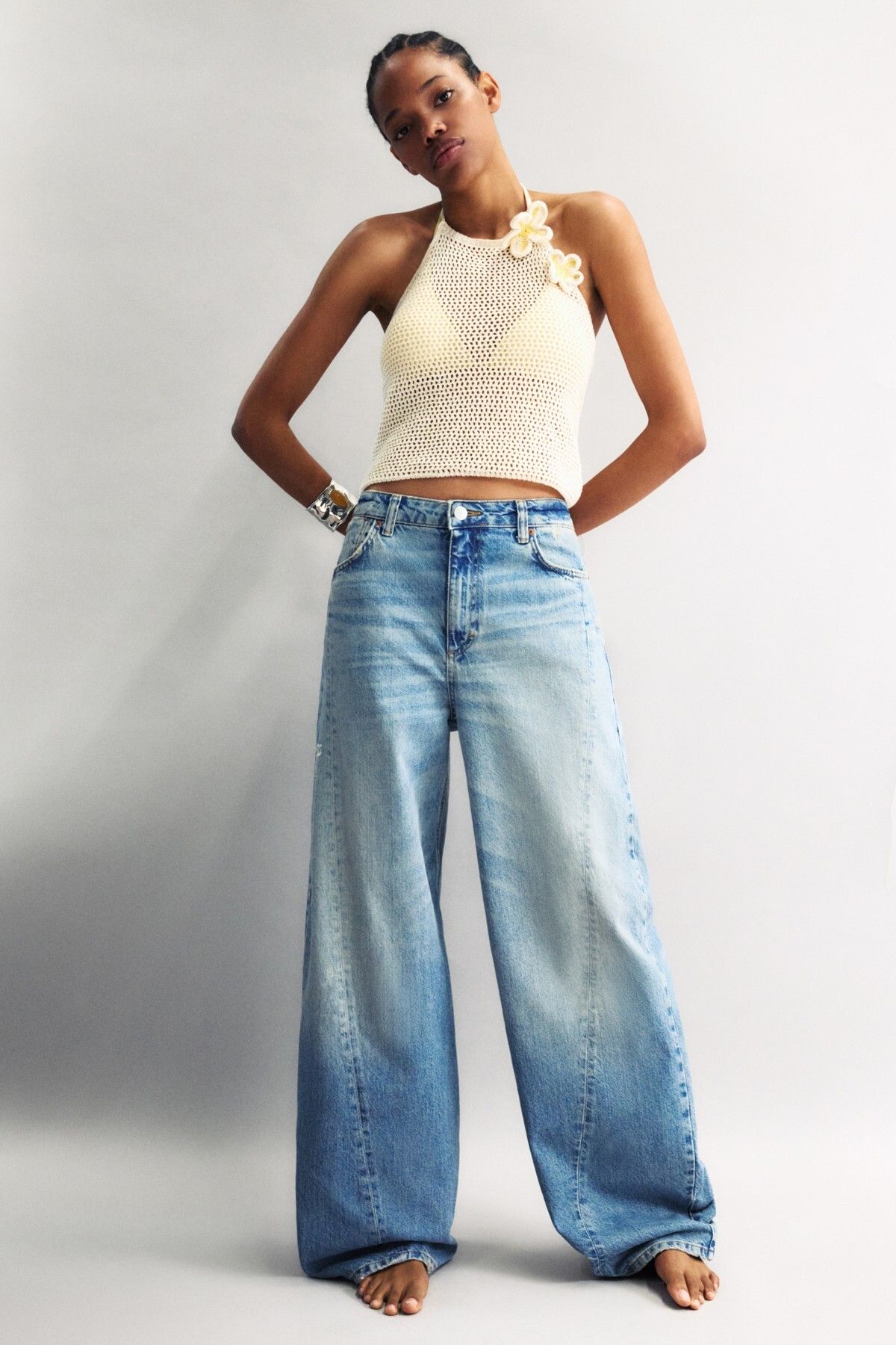 Pull & Bear Orta bel barrel jean