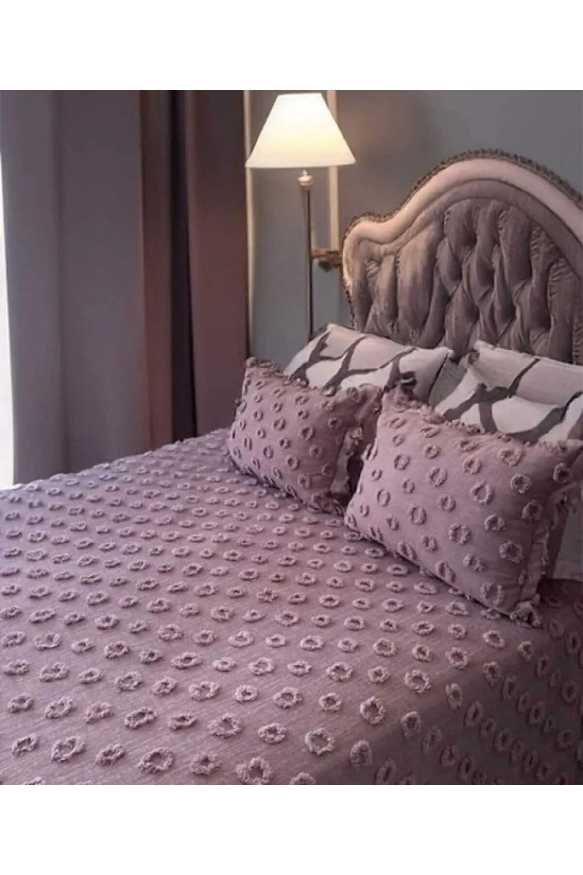 d'niss home touch of nature in your home Ponpon Desenli 3 Parça Çift Kişilik Yatak Örtüsü