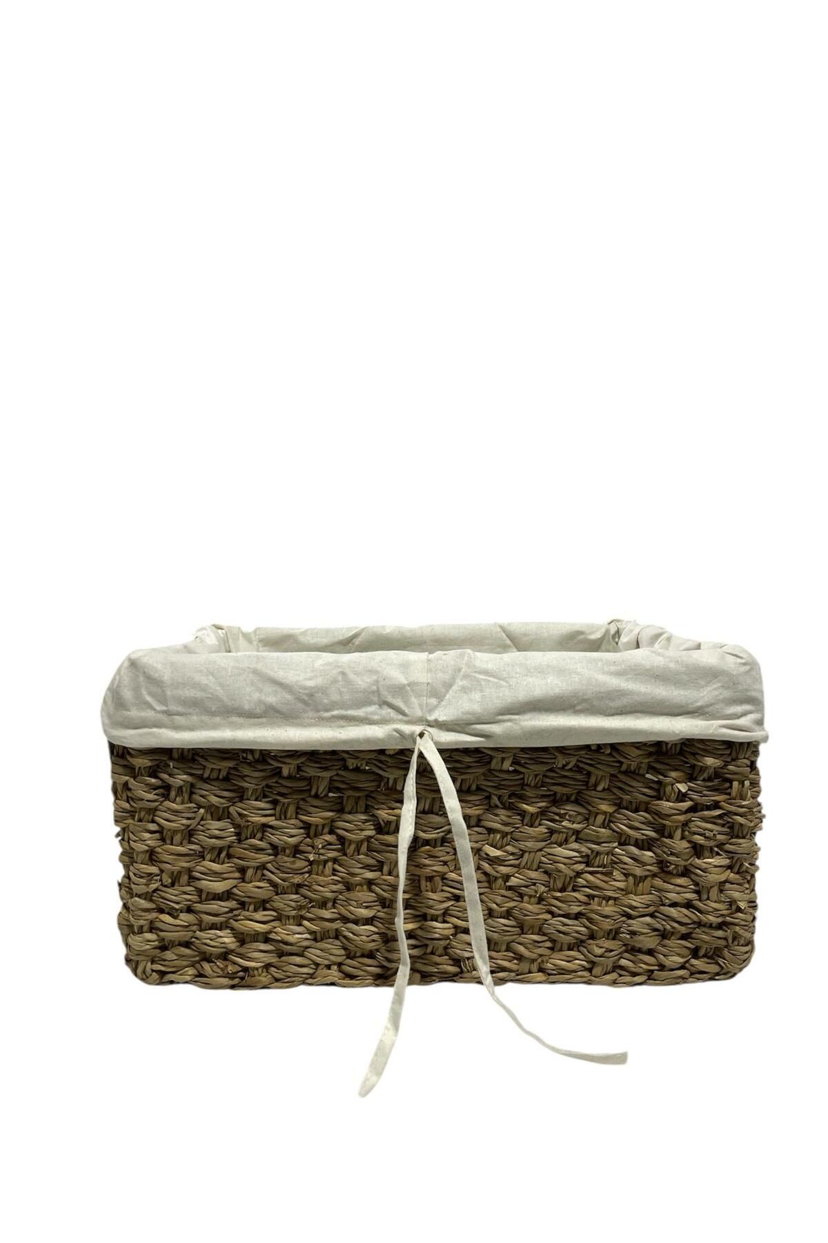 CasaLinda Dikdörtgen Çam Hasır Örgülü Çok Amaçlı Düzenleyici 31x19x16 cm 12049
