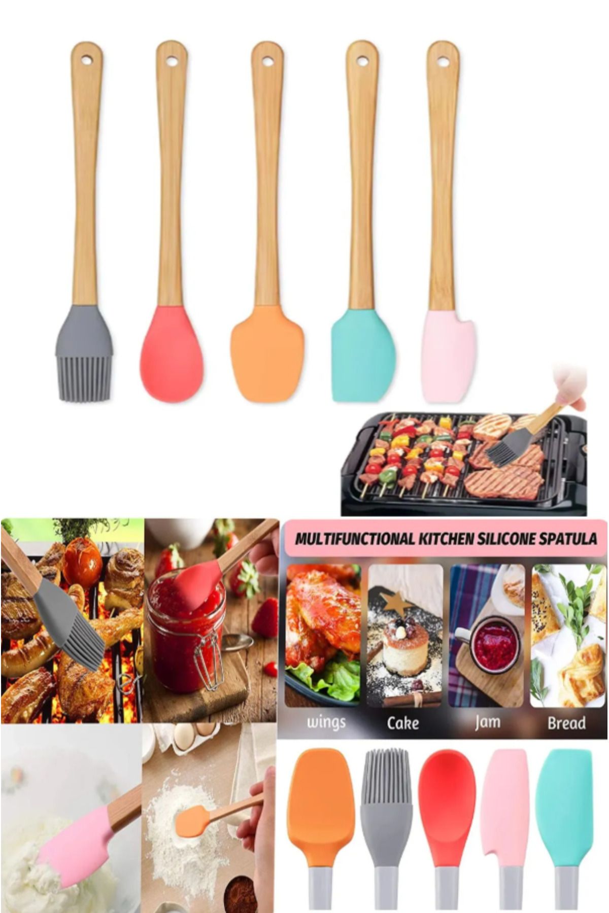 TUMU LIFE 5 Li Mini Bambu Spatula Seti / Renkli
