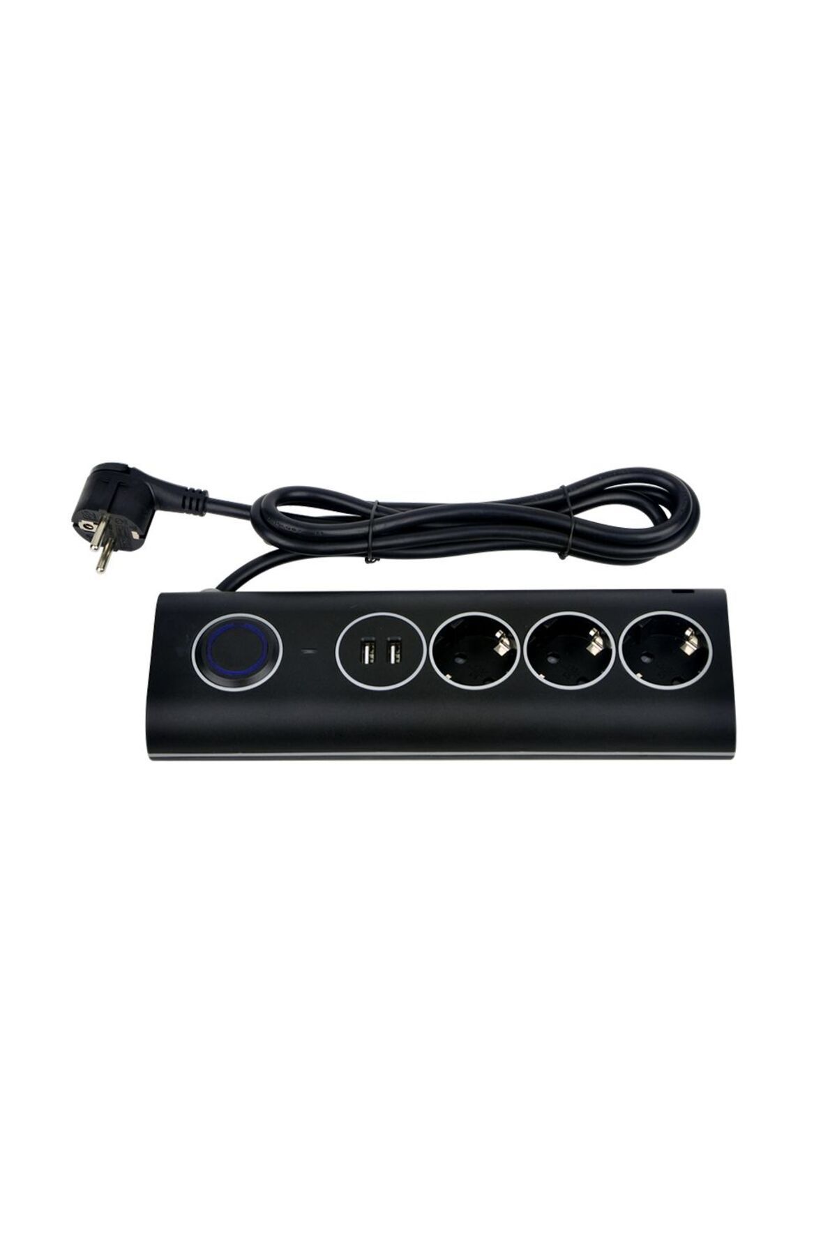 Homelux-Desk Extension Cord Strohm, 3 Sockets, 2xUSB 2.4A, Switch, Surge Protection, 1.5m, Black 2
