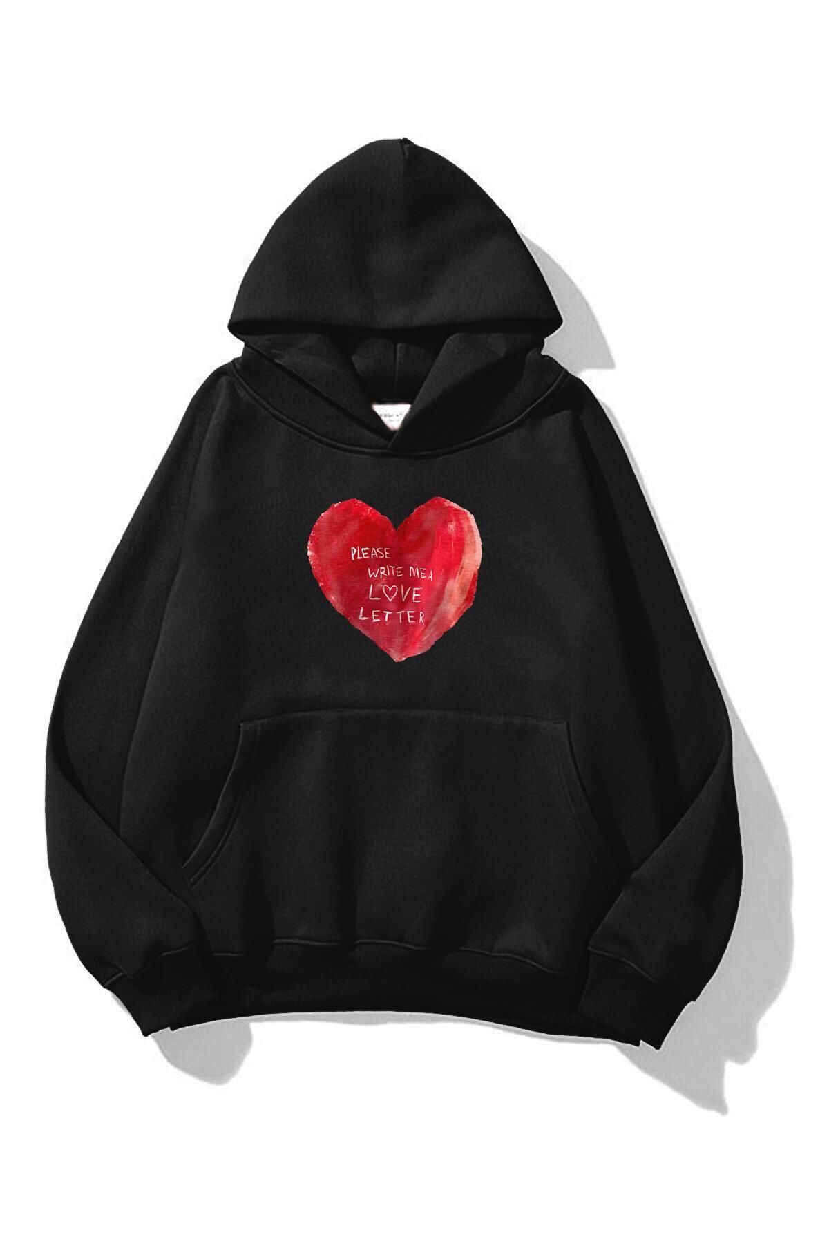 Boi Unisex Please Write Me a Love Letter Sweatshirt Siyah