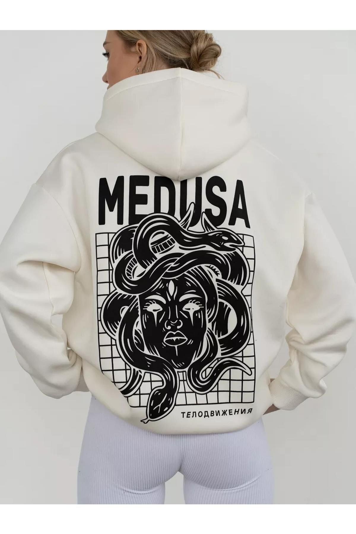 Boi Unisex Medusa Sweatshirt Beyaz