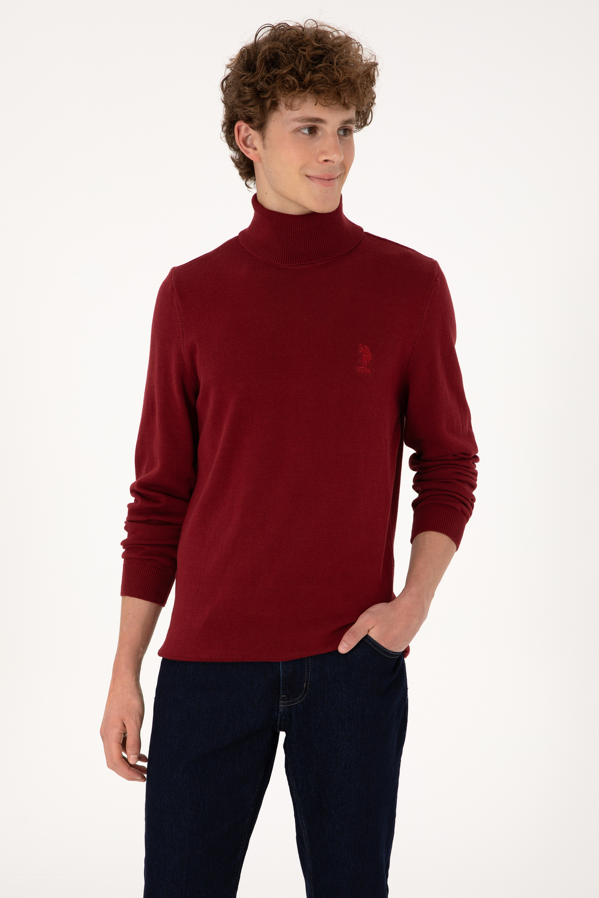 ژاکت یقه اسکی مردانه ساده و اسلیم فیت یو اس پولو کد :(50288884-VR014) U.S. Polo Assn.