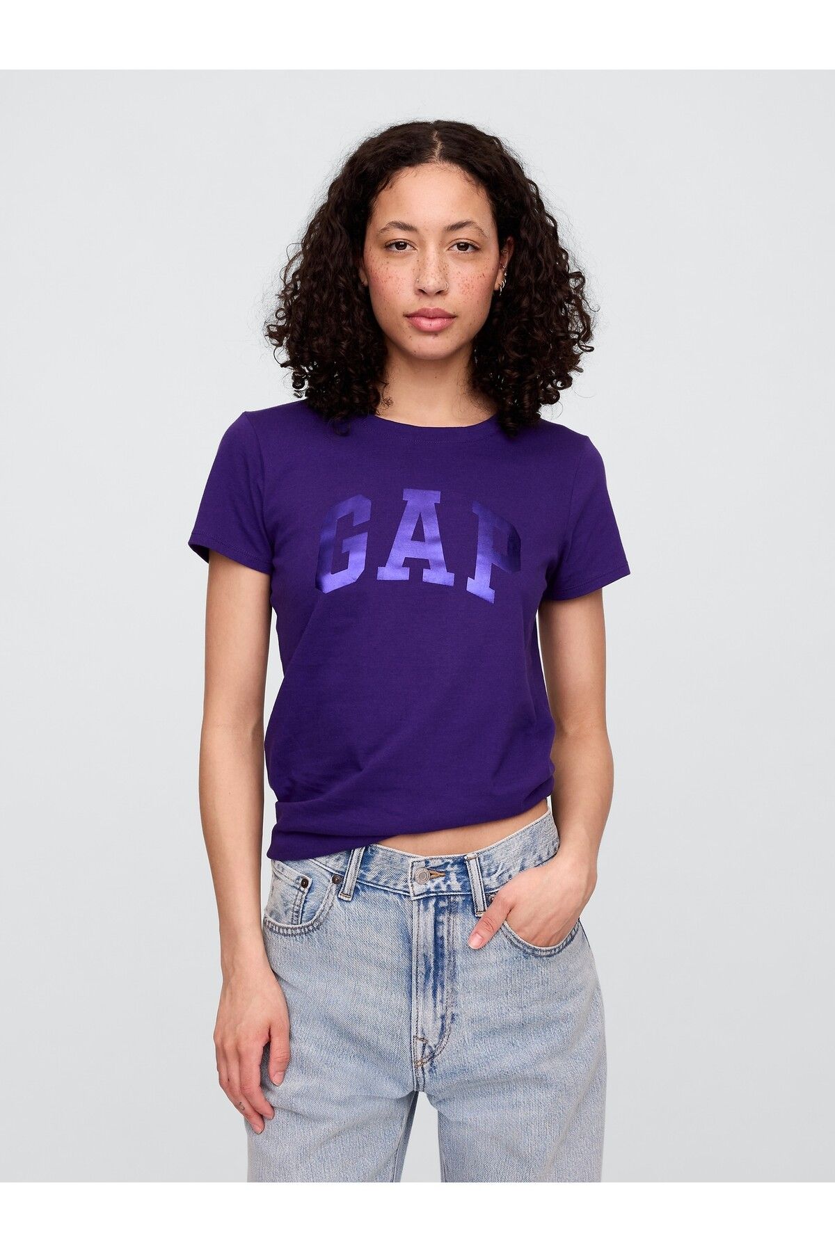 GAP Kadın Mor Gap Logo T-Shirt
