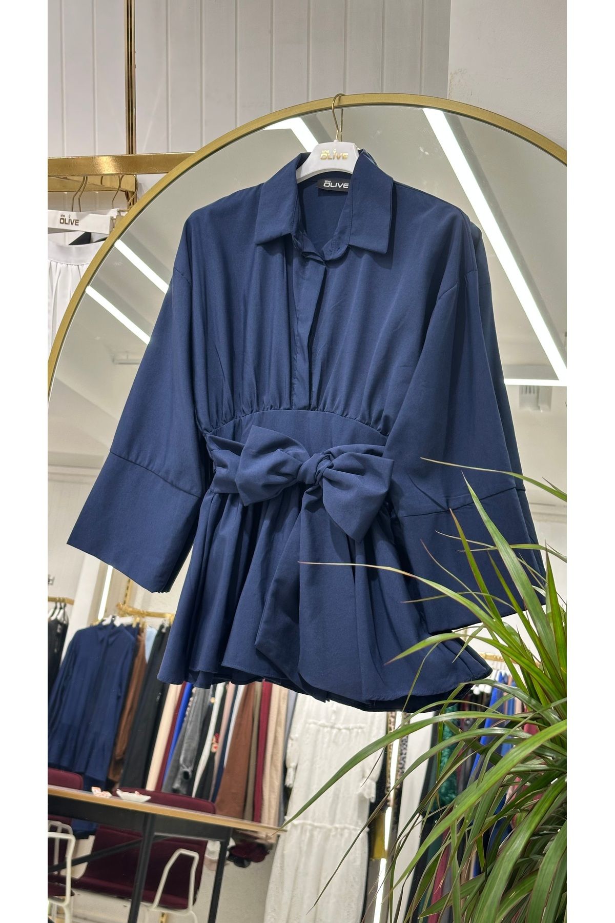 She Olive Belden Fiyonk bağlamalı tunik