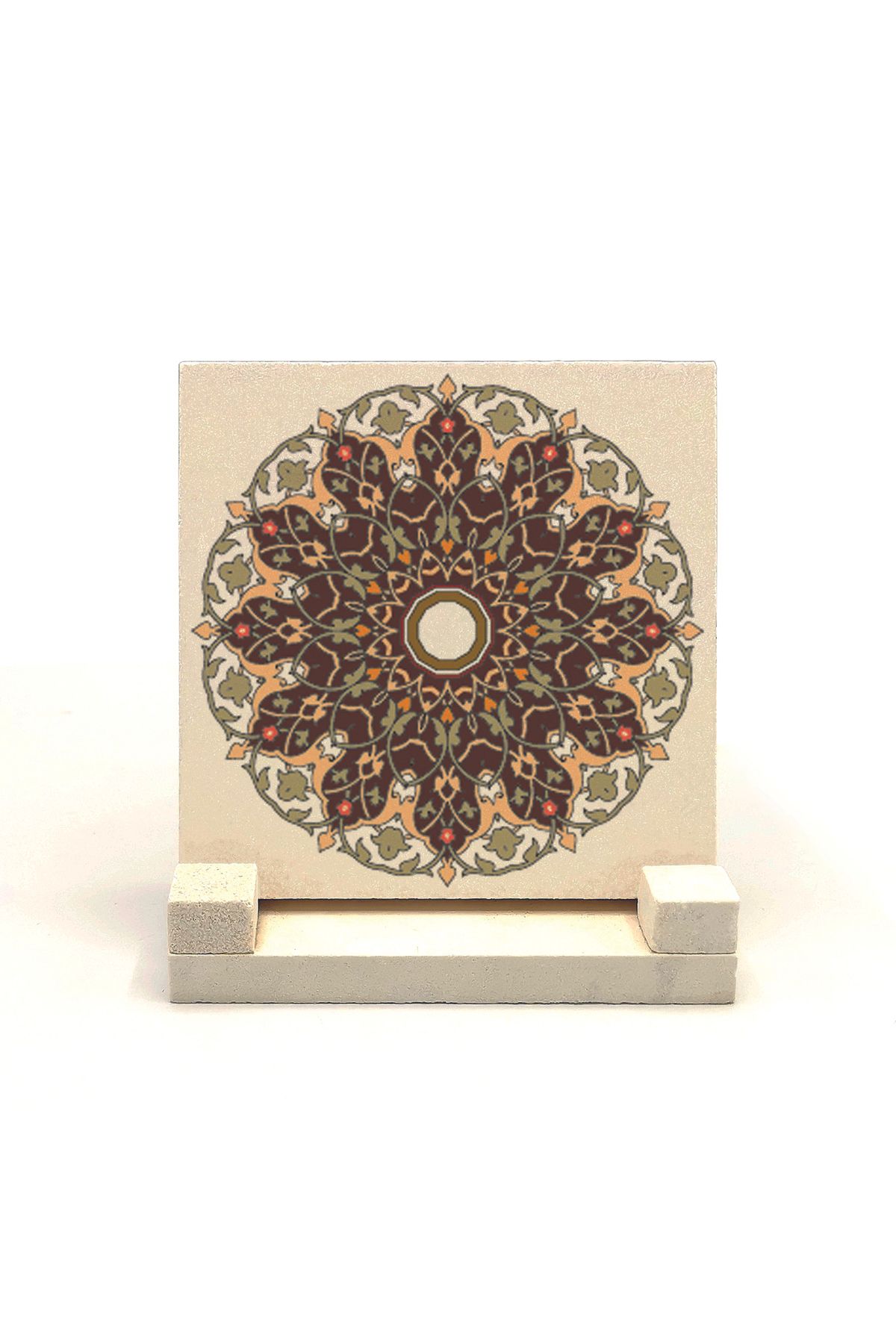 Souvenest Rumi Desen Baskılı Doğaltaş Masaüstlük 10x10 Kd-58