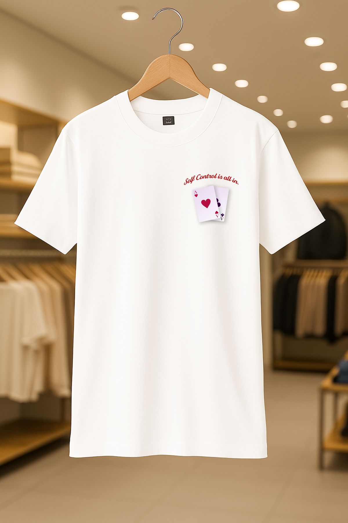 C&C OKULCUNUZ Self Control Poker Oversize Unisex %100 Pamuklu Nefes Alan Kalin Kumaşlı T-Shirt