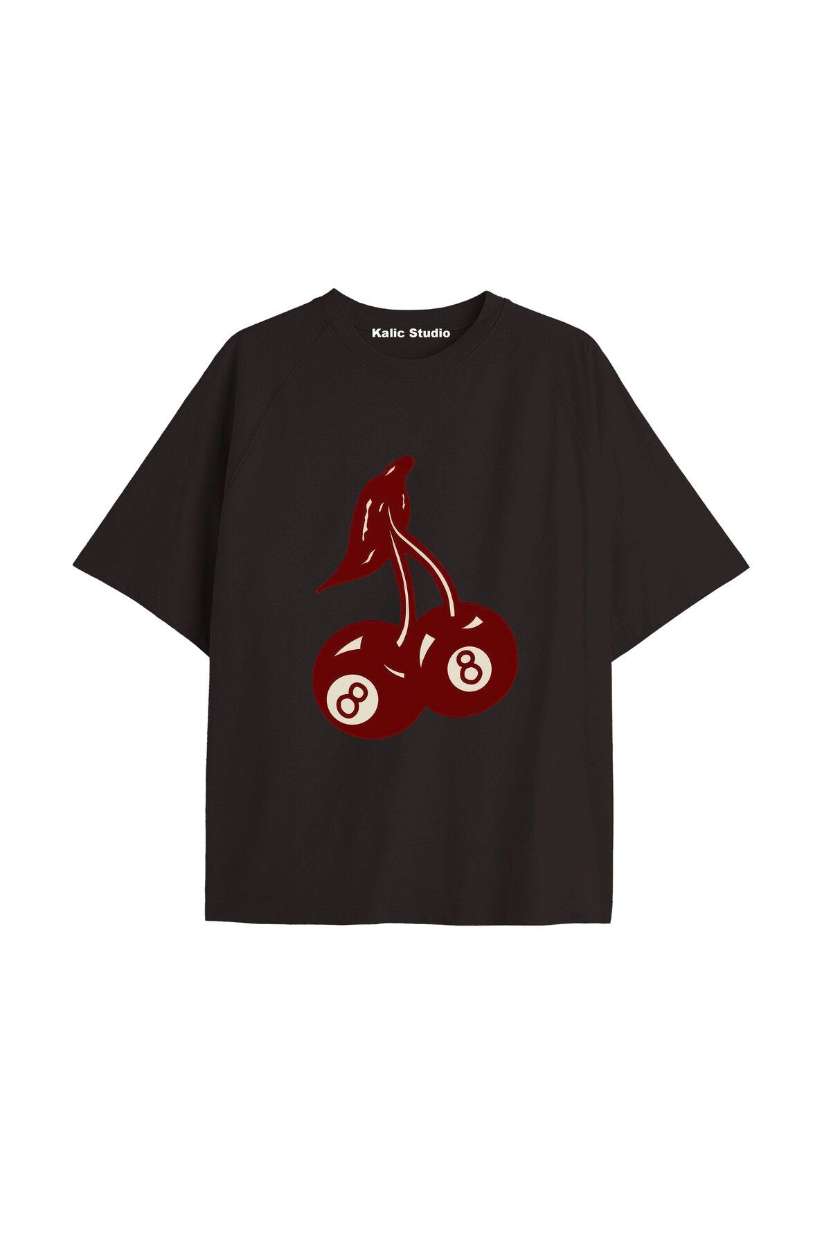 Kalic Studio Y2k vintage Cherry Baskılı Sİyah T-shirt KOD 89