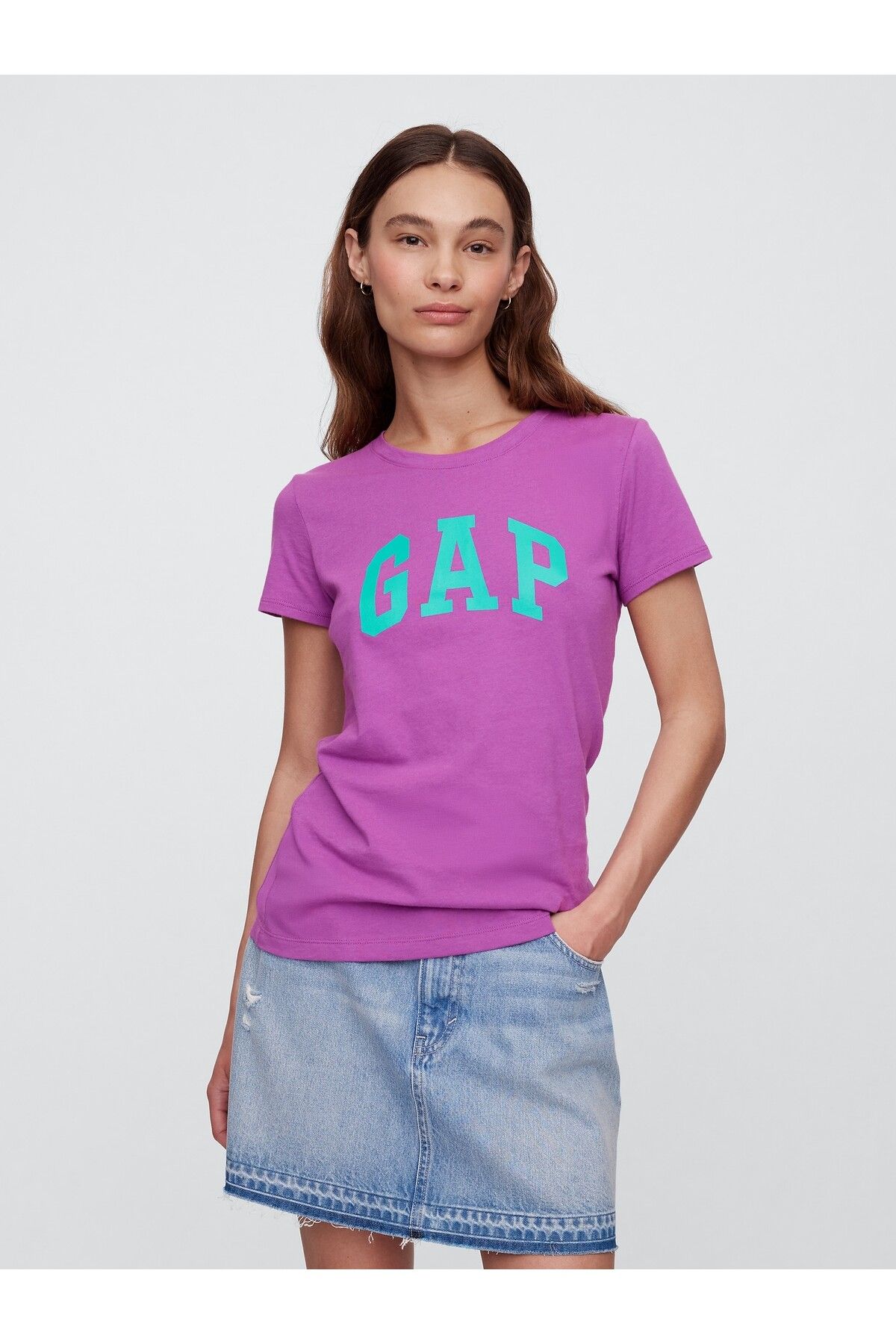 GAP Kadın Mor Gap Logo T-Shirt