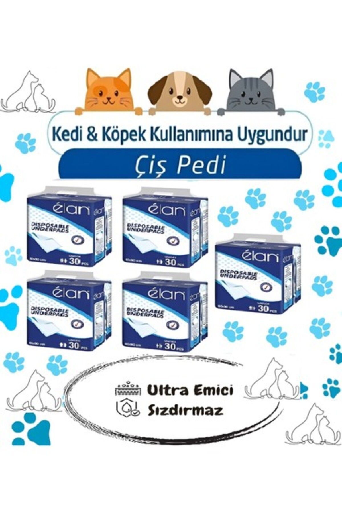 ELAN Kedi Köpek Çiş Pedi Ultra Emici 60CMX90CM 150 Adet