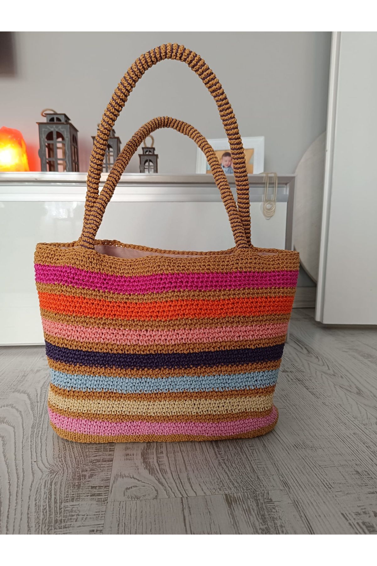 MODA El Yapımı Kağıt İp Örgü Çanta