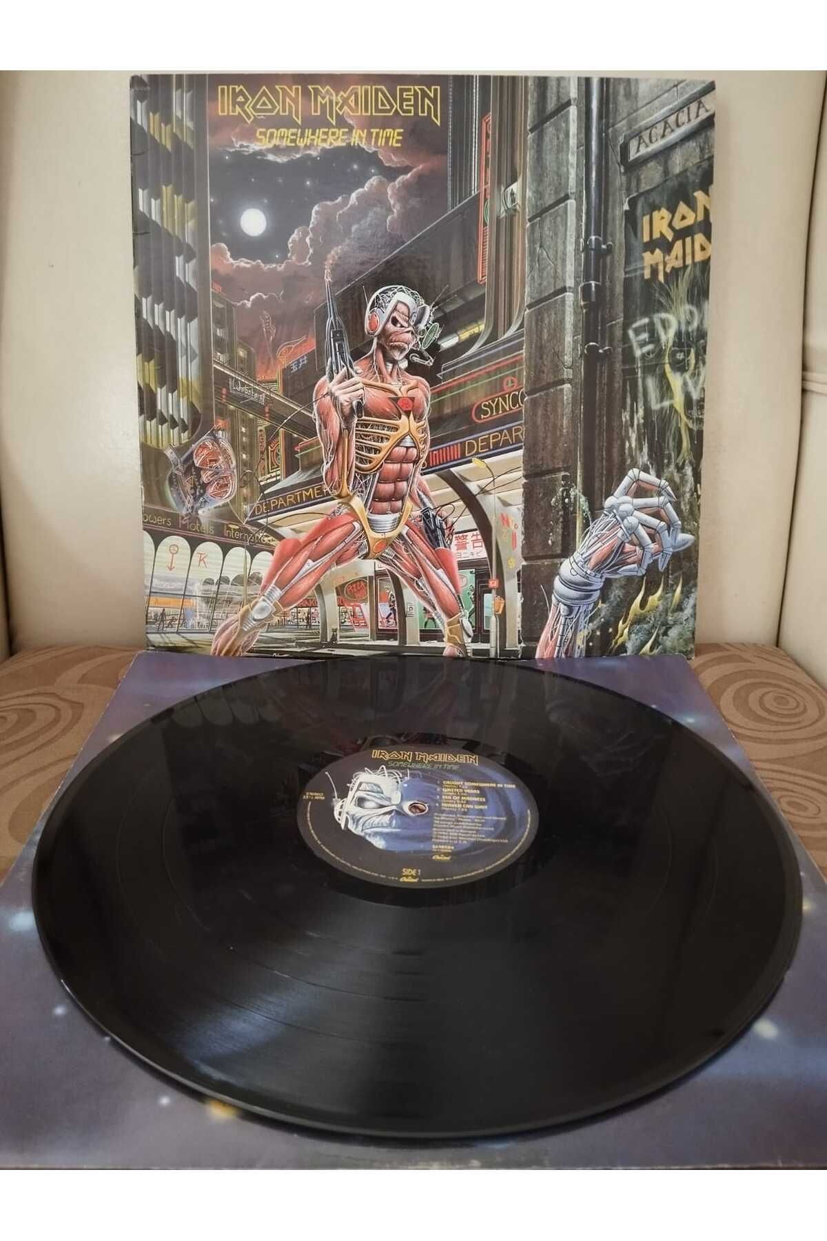 Plakperest Iron Maiden – Somewhere In Time - 1986 Amerika Basım LP Plak Albüm-2.EL