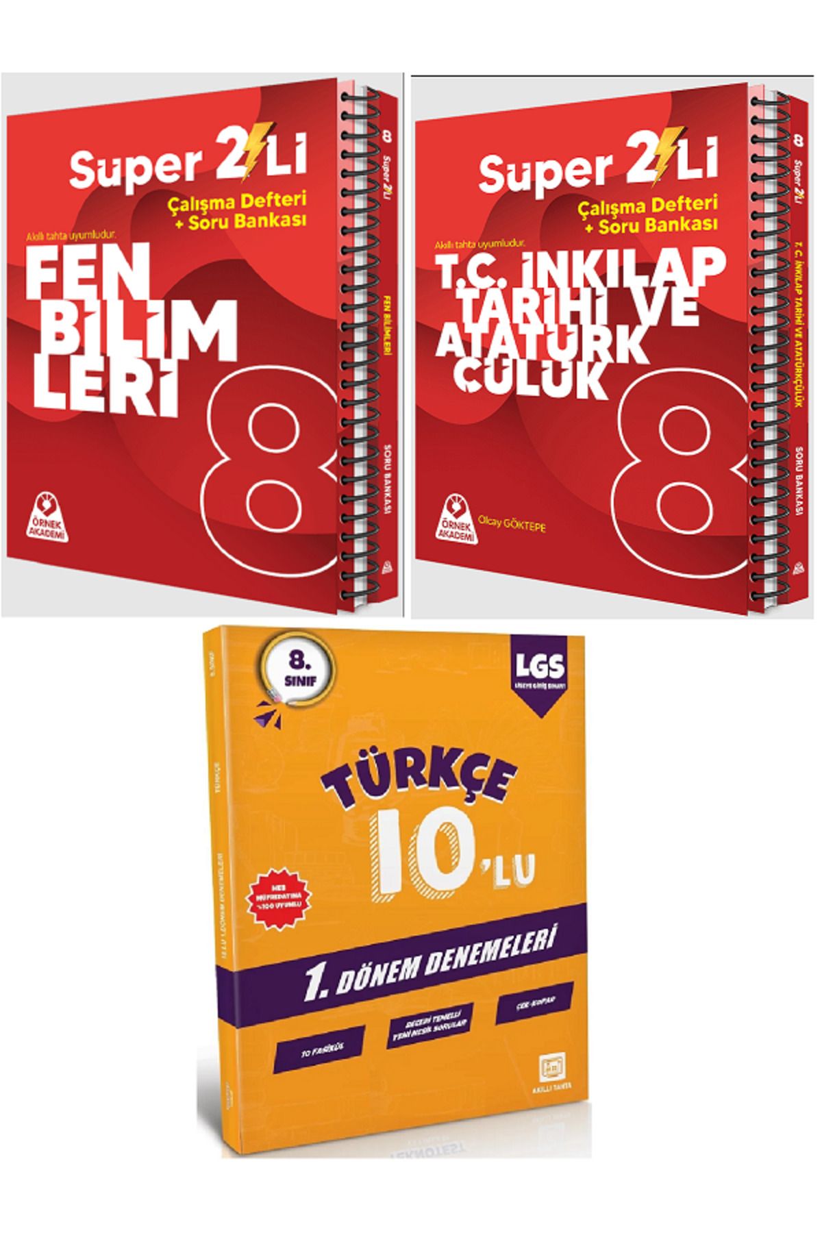 Efsane Yayınları 8.Sınıf Örnek Akademi Fen Bilimleri + İnkılap Tari Süper 2'Li + Türkçe 10'Lu Deneme HEDİYE / 5 KİTAP