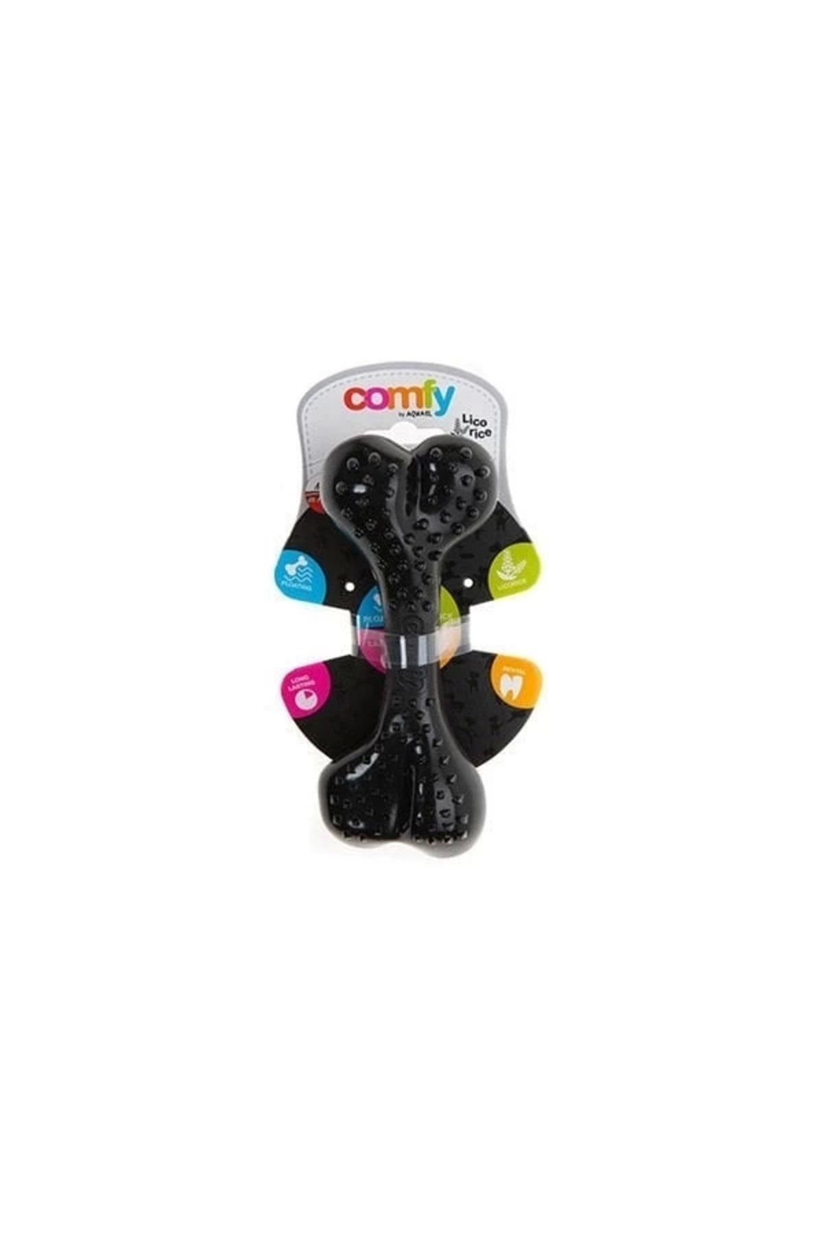 ShopNova Aquael Comfy Dental Meyan Köklü Köpek Kemik Oyuncağı Siyah 12.5 Cm