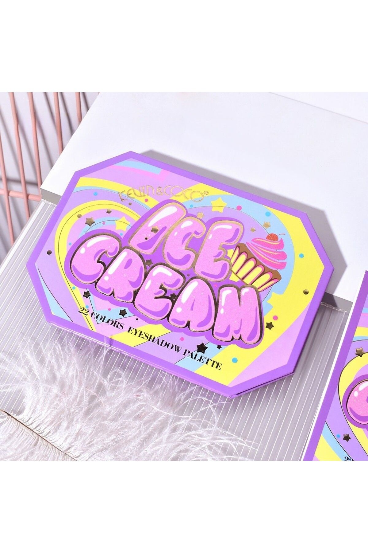Teo-Makeup Palette, KEVIN & COCO, Violet Ice Cream, Eyeshadow, 22 colors, 19 x 13.7 x 1.3 cm 3