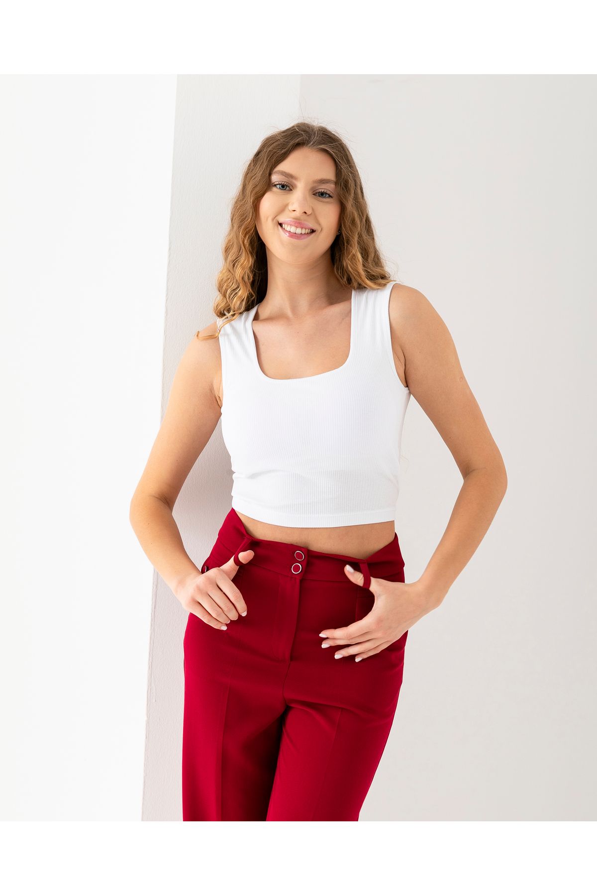 VUNTAL Kare Yaka Pedli Crop Bra Top