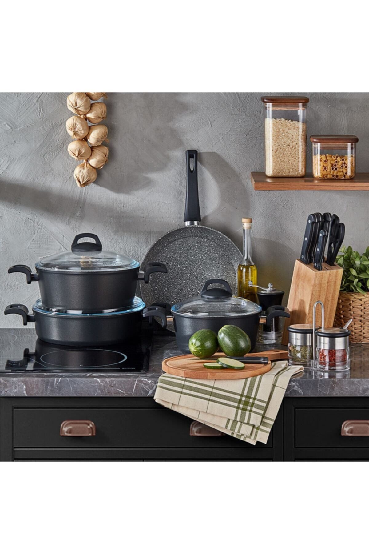 Mondecor Montenegro 7 Parça Granit Tencere & Tava Seti