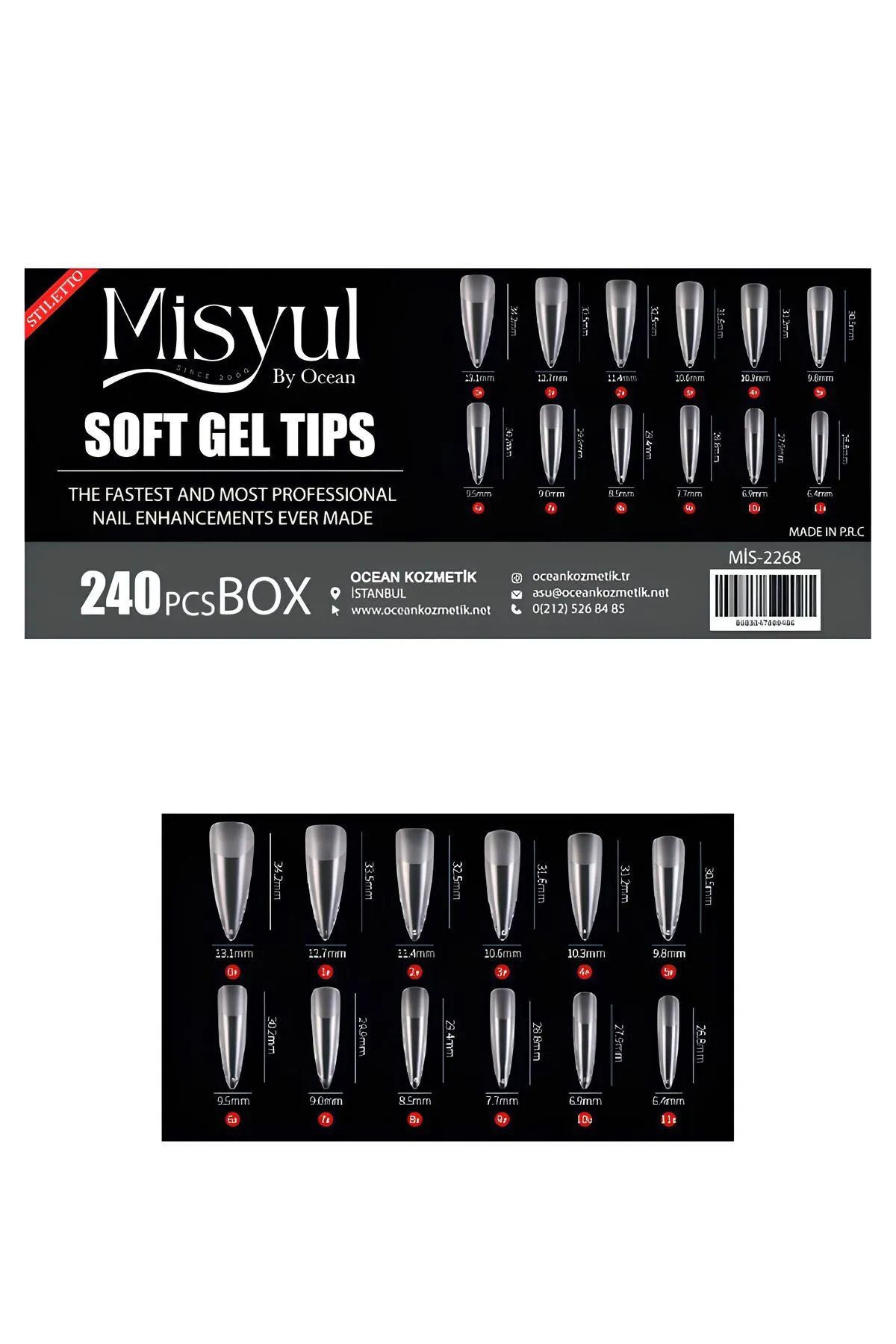 Fontenay Soft Jel Tips Protez Tırnak Tips Uzatma Yeni Nesil 240 Adet Stiletto