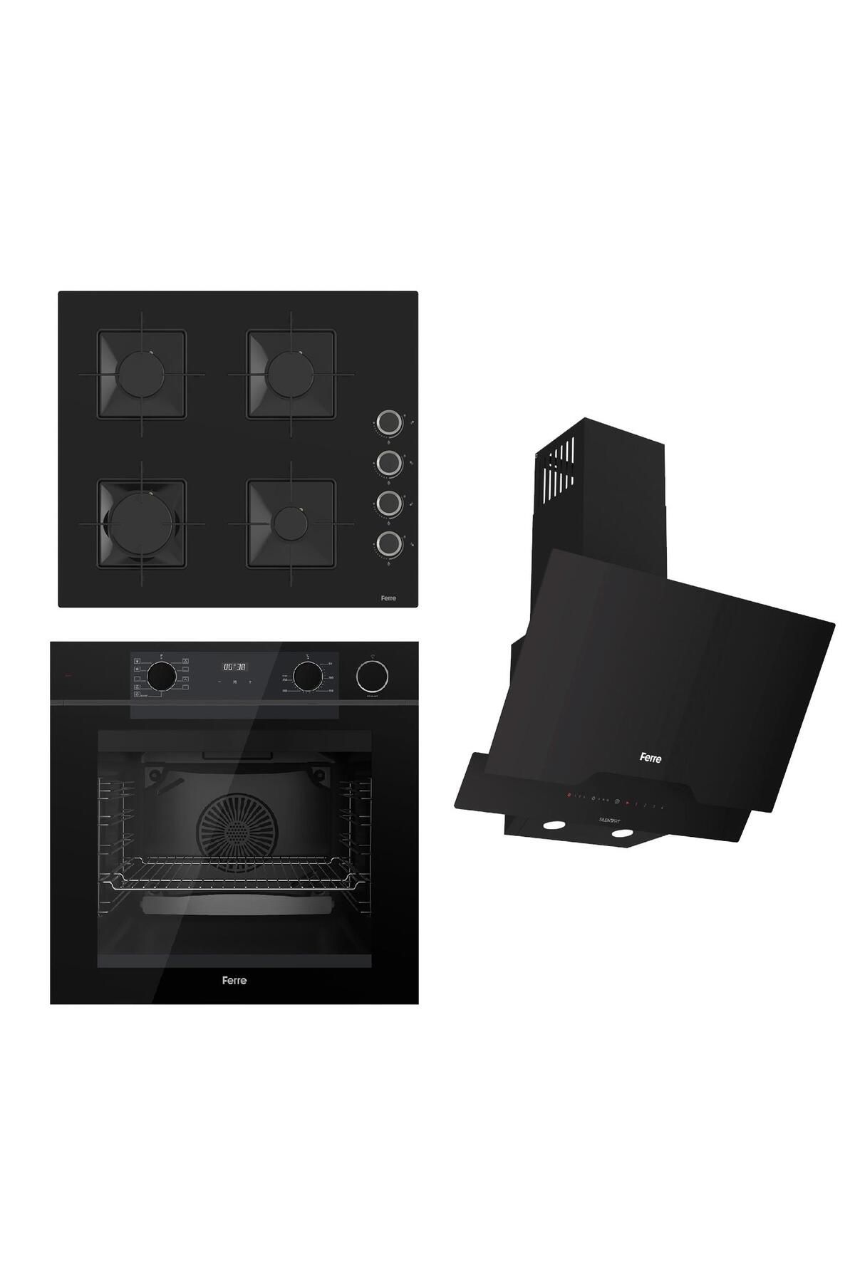 Ferre STEAMART-FRYART-SILENTART Serisi Siyah Set (SS205 + QEP64CS +D063-SA ) - Emaye Izgara