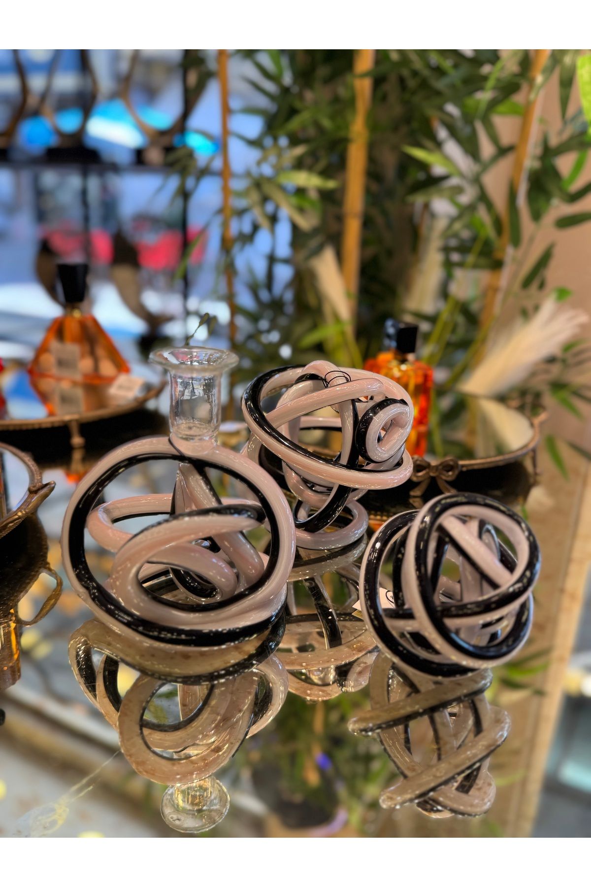 hediye ESTERHOMEDECOR 3’lü Dekoratif cam sarmal 1 mumluk 2 sermal