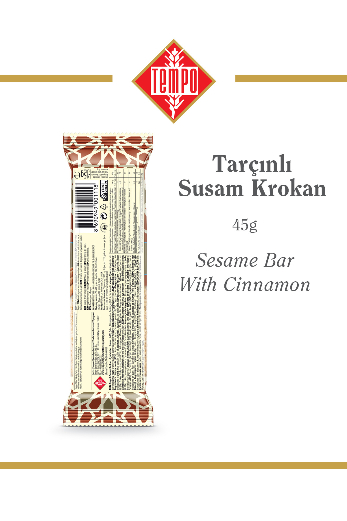 Tempo Şekerleme-Sesame Cracker with Cinnamon 45 g X 12 Pieces 4