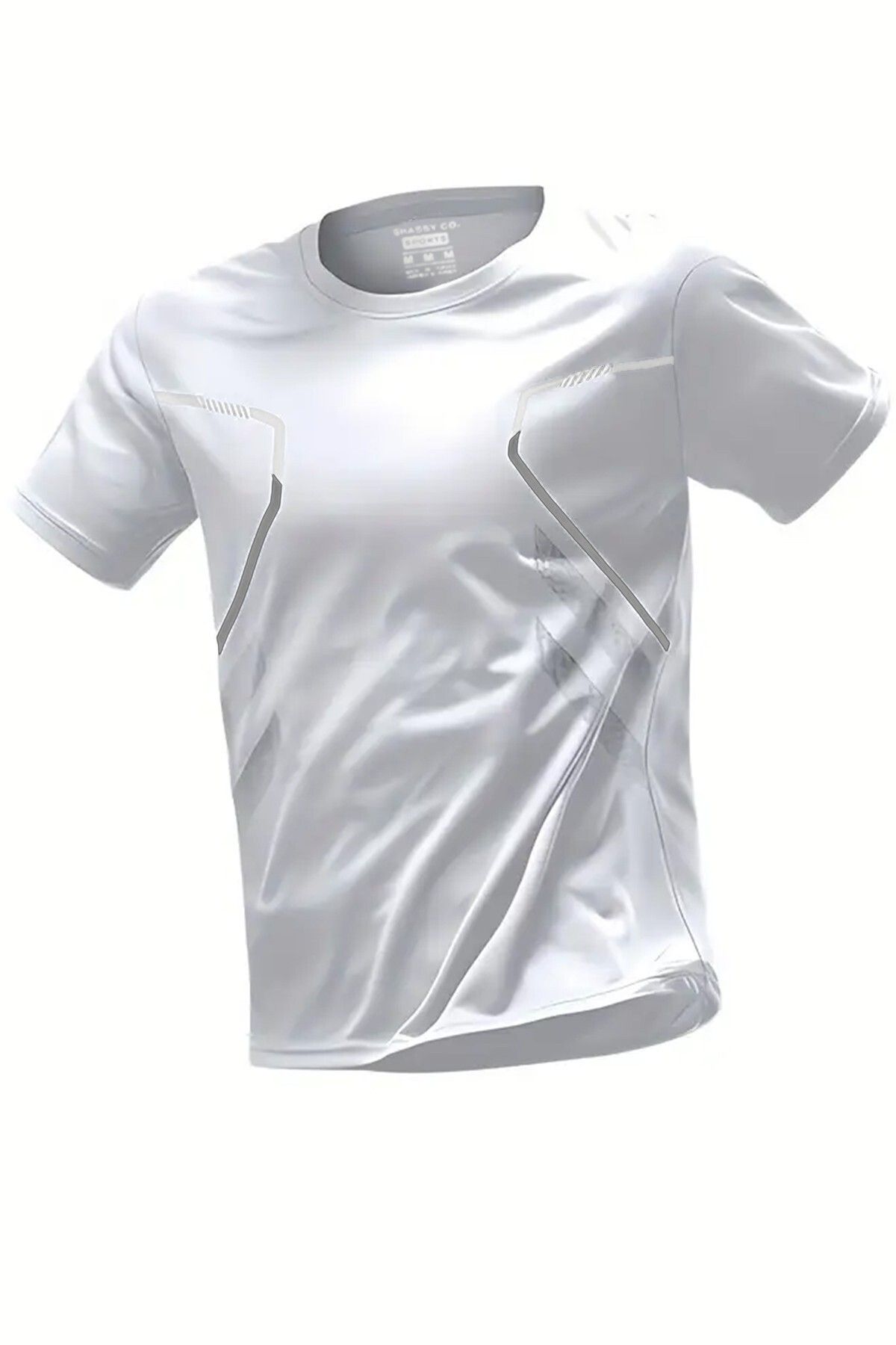 GHASSY CO. Ghassy Co. Erkek Ultra Esnek Nem Emici Vücut Geometrik Hızlı Kuruyan Hafif Spor T-shirt