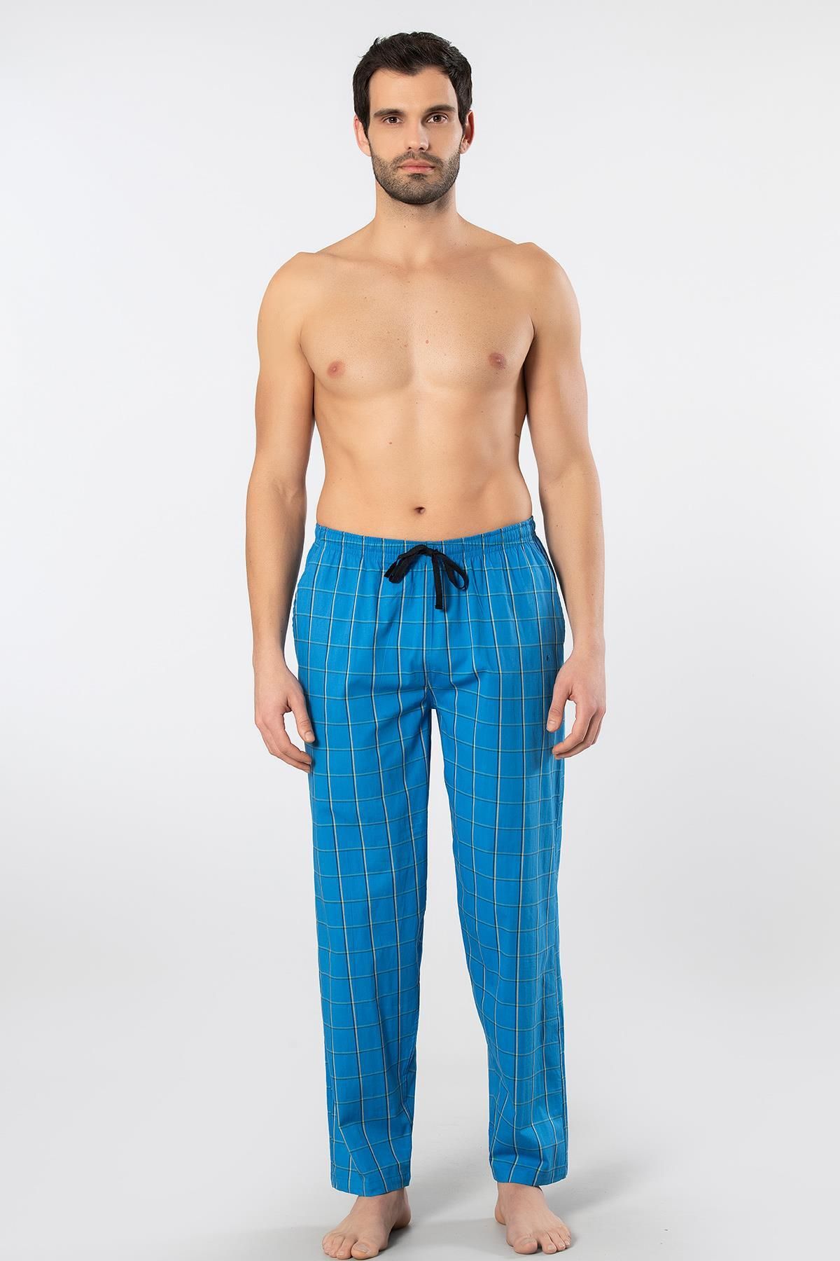 Cacharel Ekoseli Cepli Alt Pijama, %95 pamuk %5 likralı